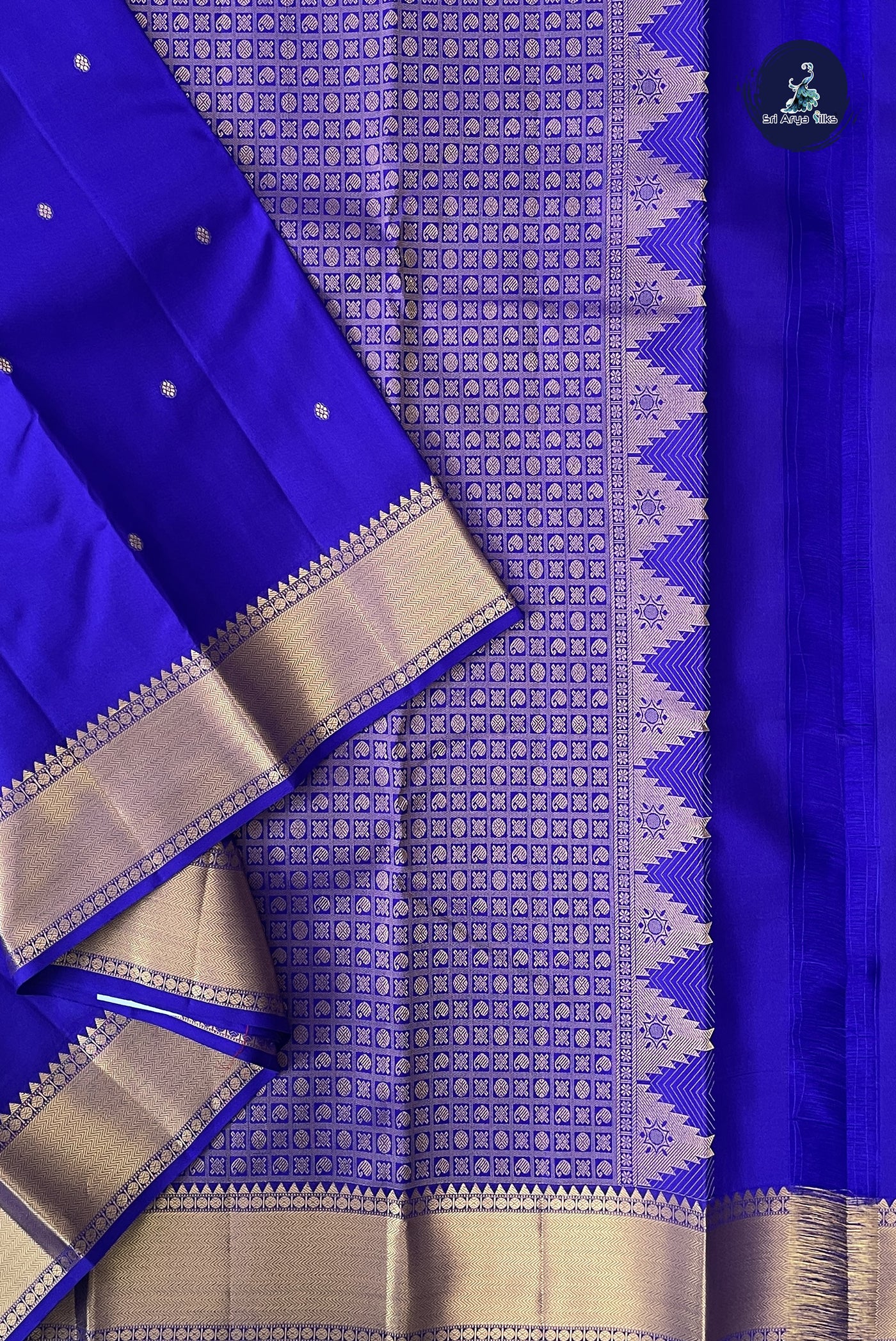 MS Blue Traditional Silk Saree With Zari Buttas Pattern