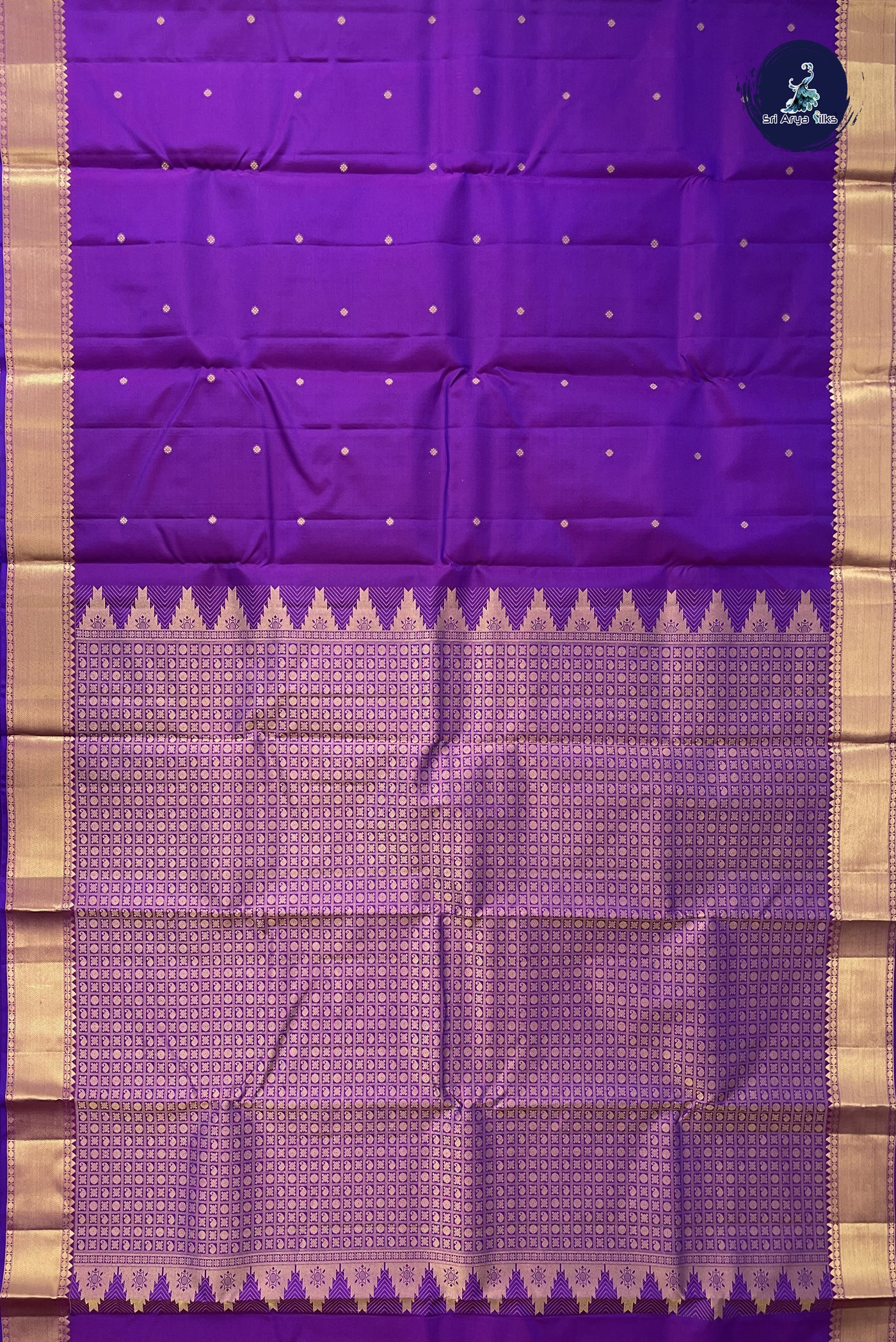 Dual Tone Violet Traditional Silk Saree With Zari Buttas Pattern