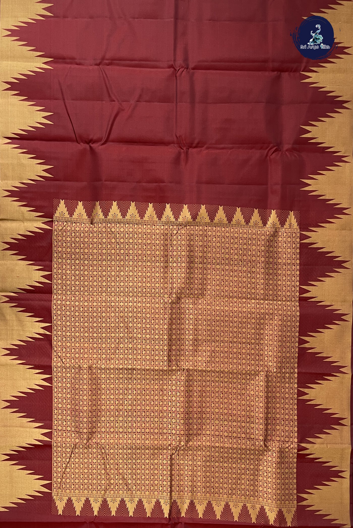 Brown Traditional Silk Saree With Plain Pattern