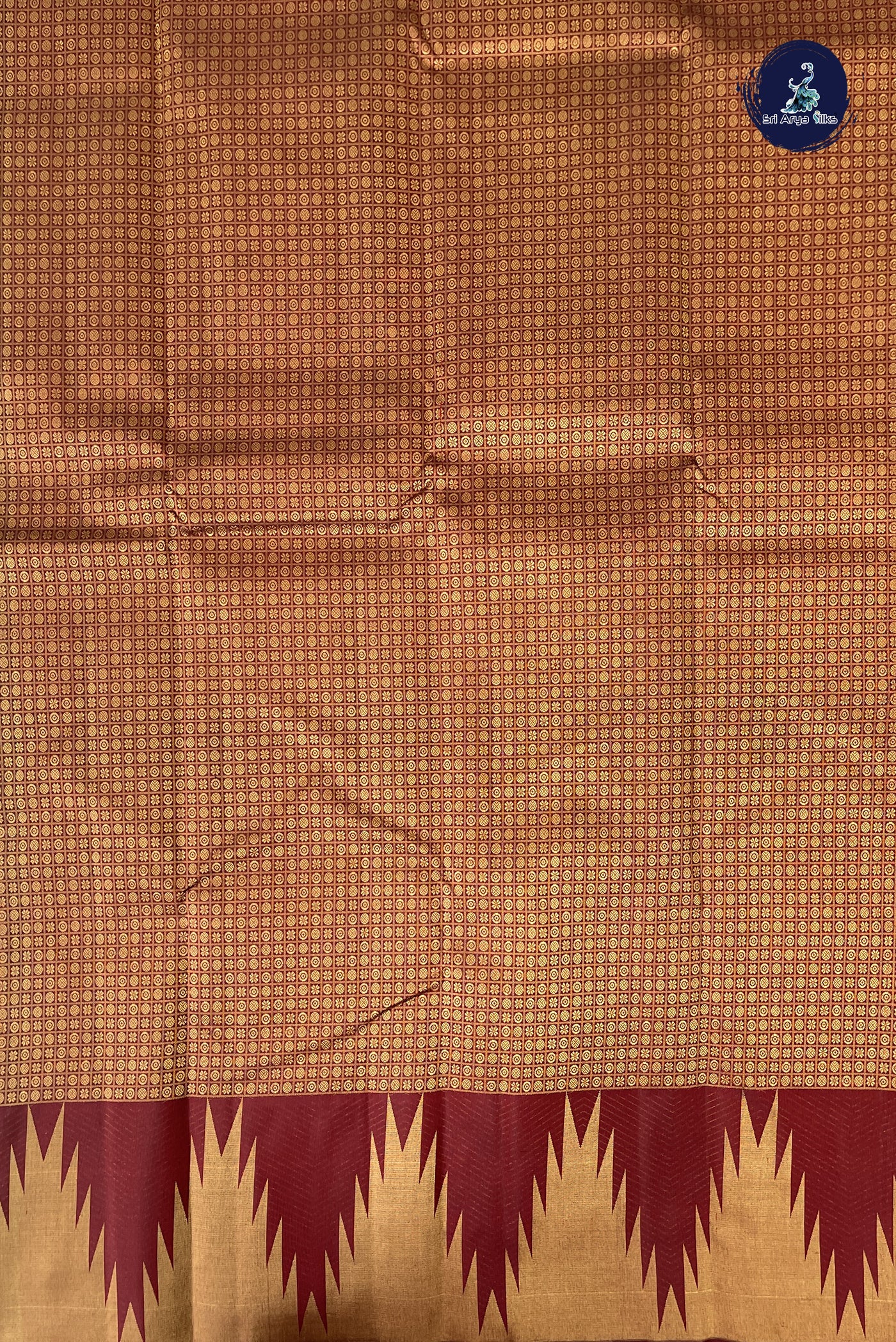 Brown Traditional Silk Saree With Plain Pattern