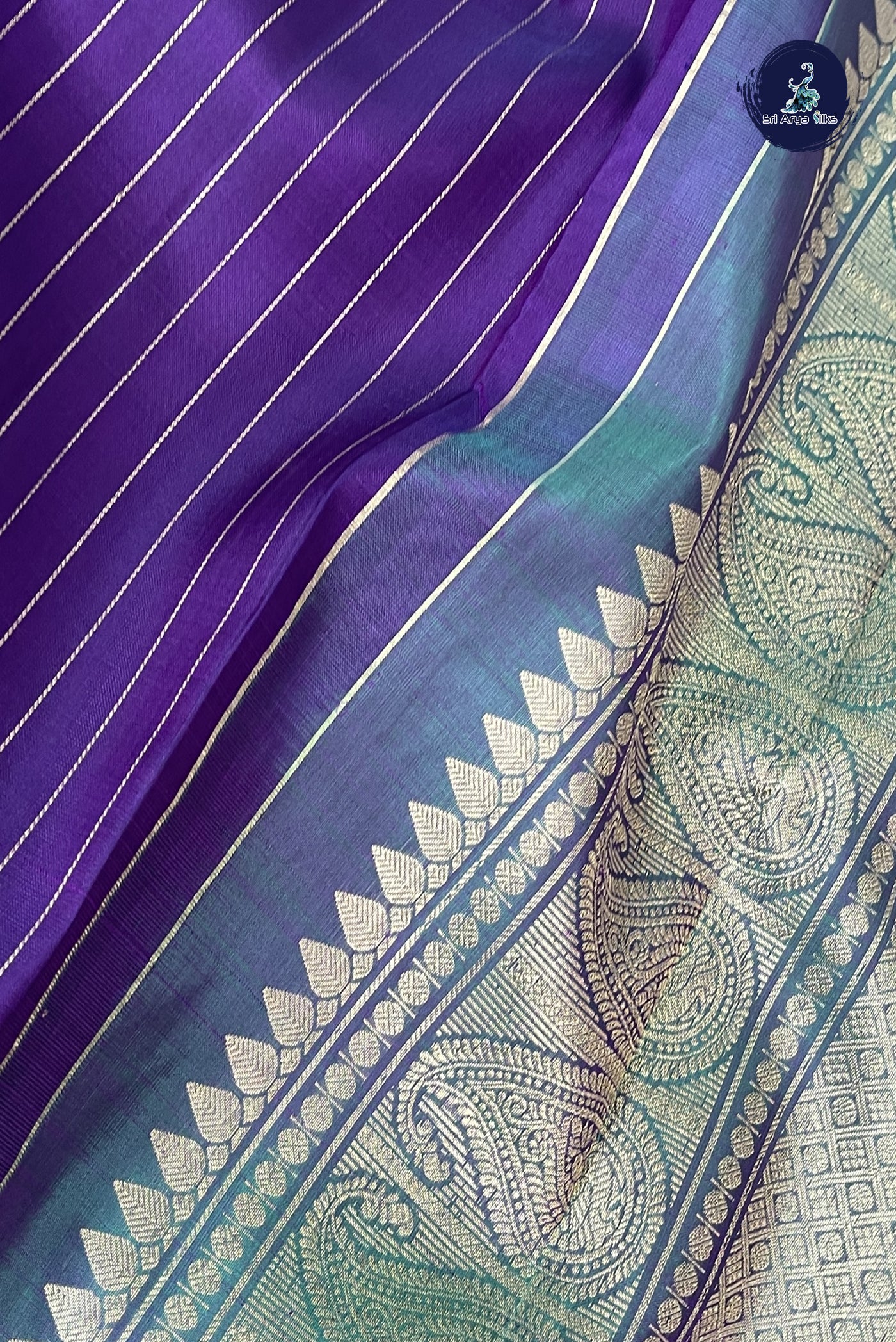 Violet Traditional Silk Saree With Stripes Pattern