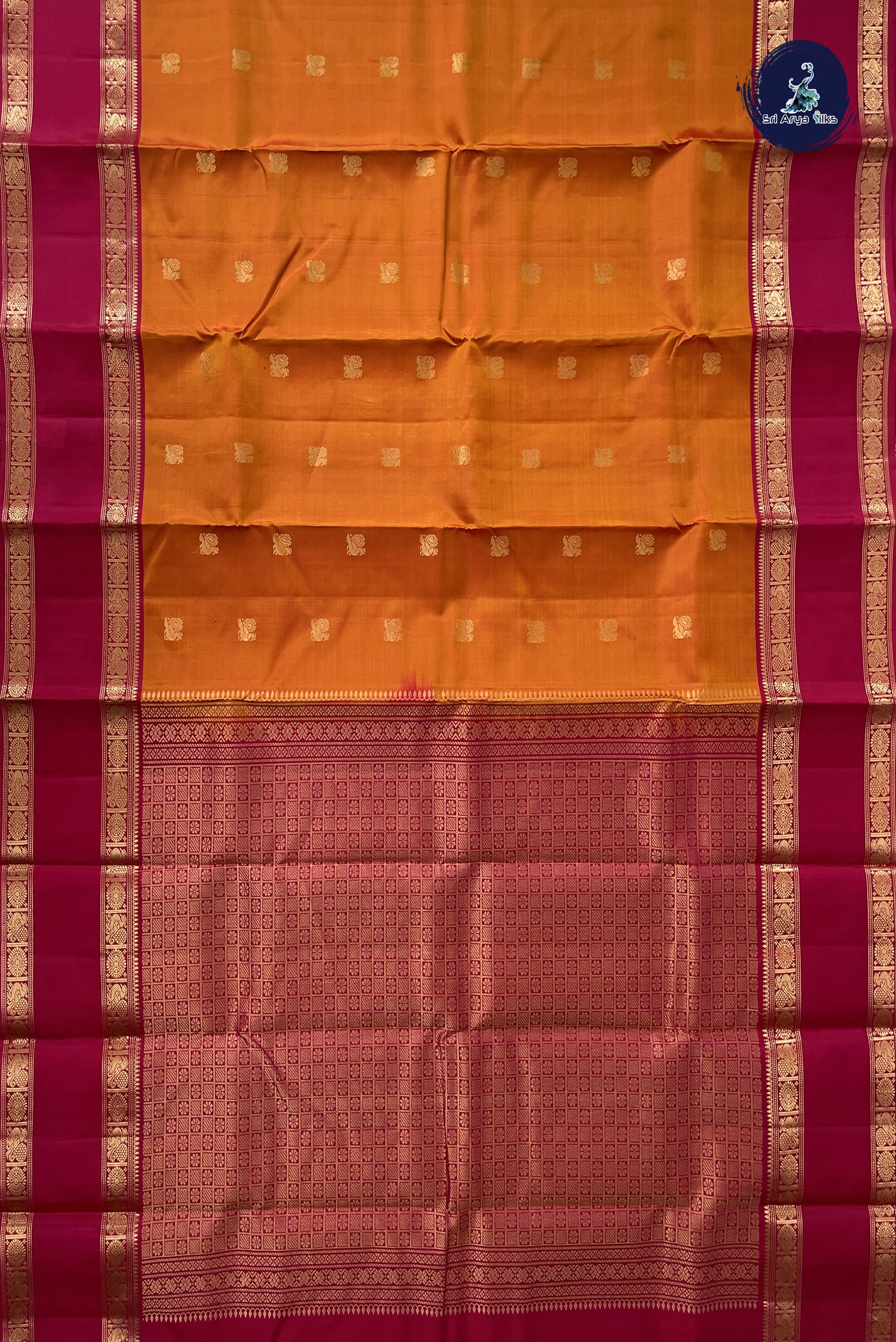 Lite Mustard Orange Traditional Silk Saree With Zari Buttas Pattern