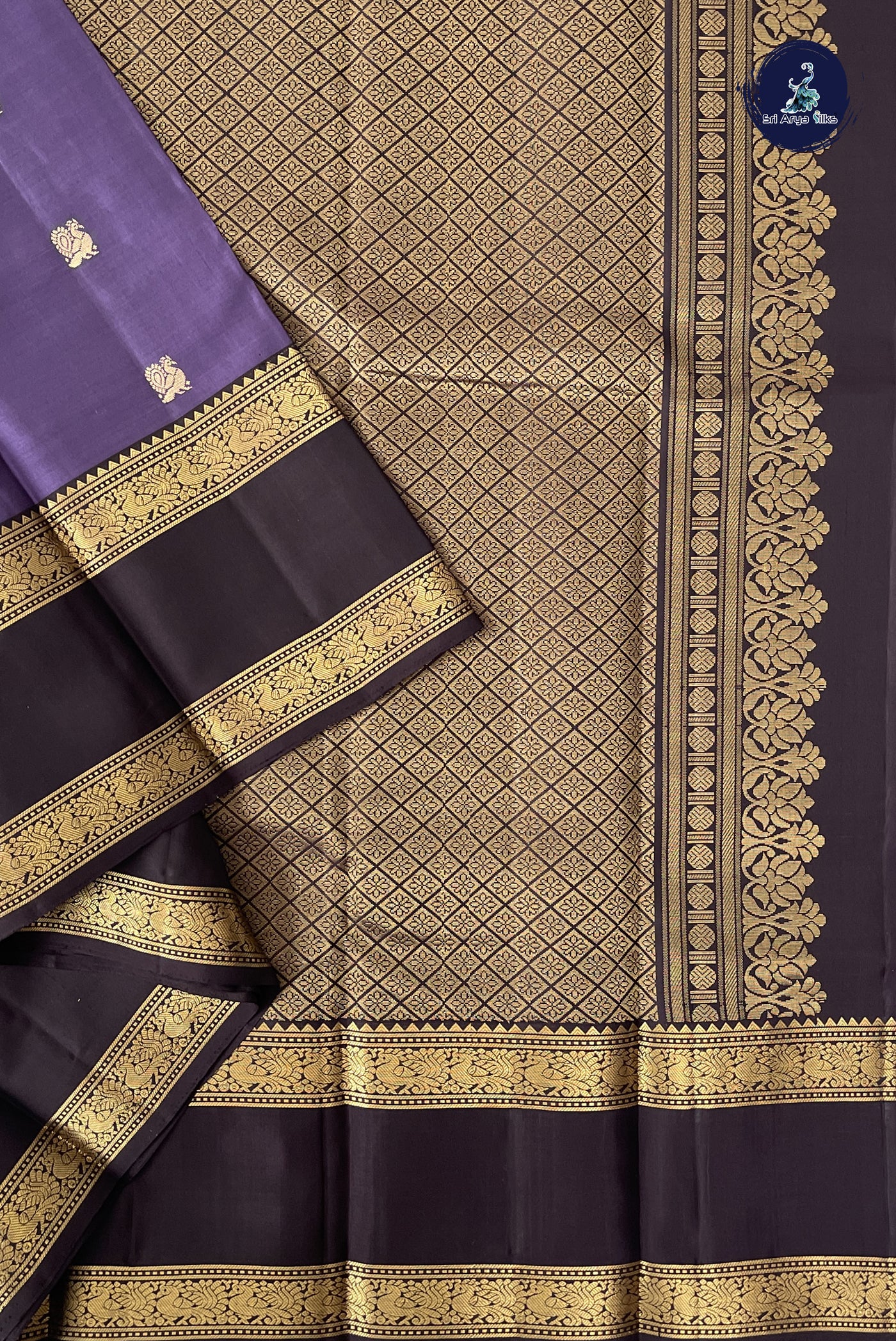 Lavender Traditional Silk Saree With Zari Buttas Pattern