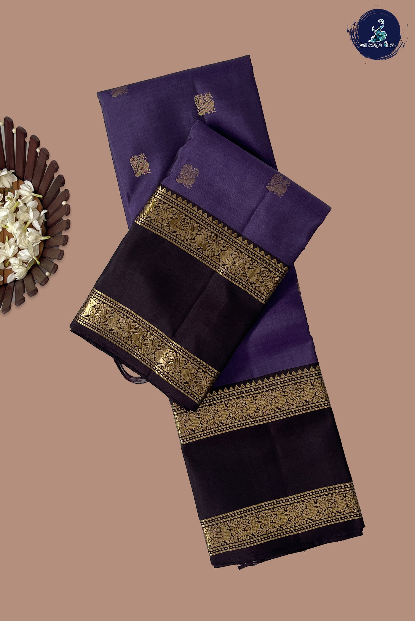 Lavender Traditional Silk Saree With Zari Buttas Pattern