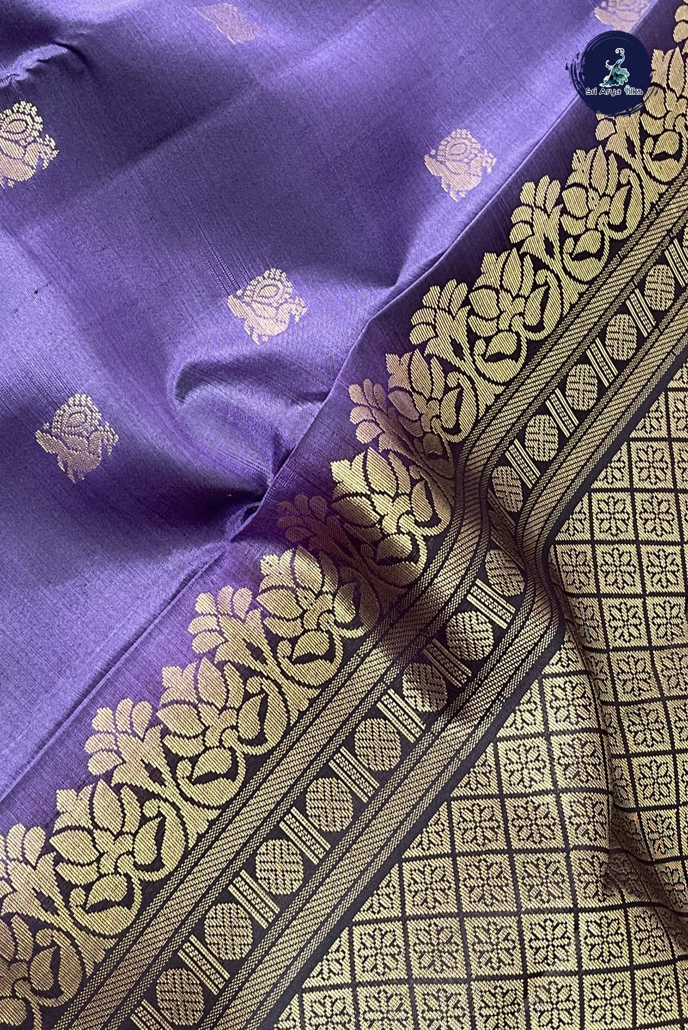 Lavender Traditional Silk Saree With Zari Buttas Pattern