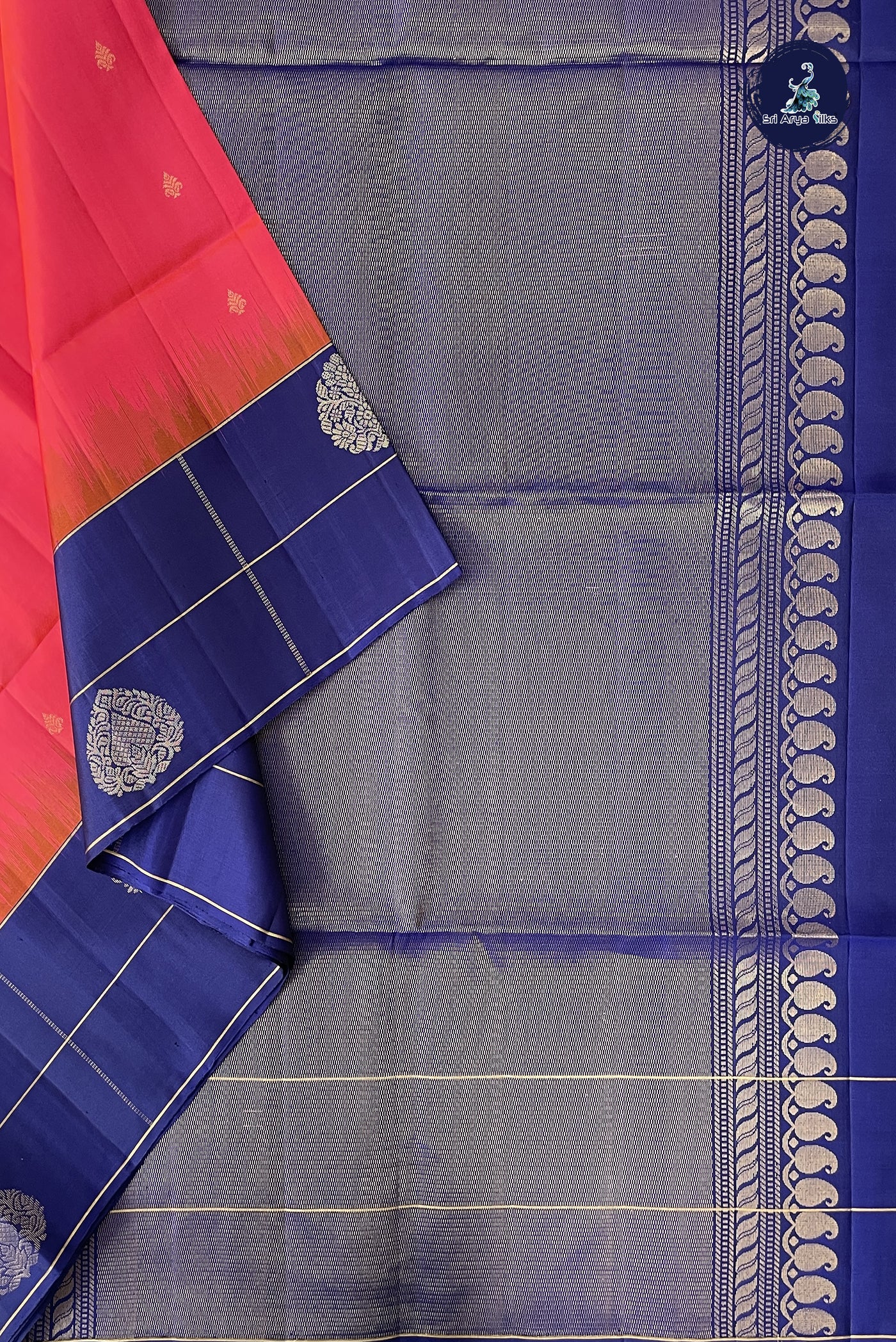 Orangish Pink Soft Silk Saree With Zari Buttas Pattern