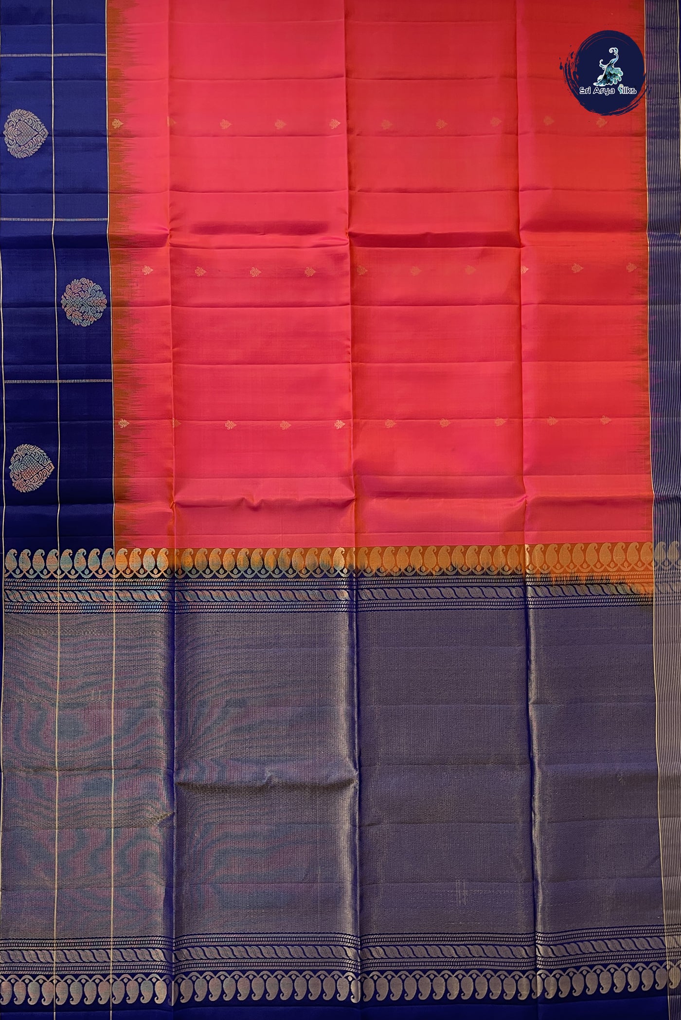 Orangish Pink Soft Silk Saree With Zari Buttas Pattern