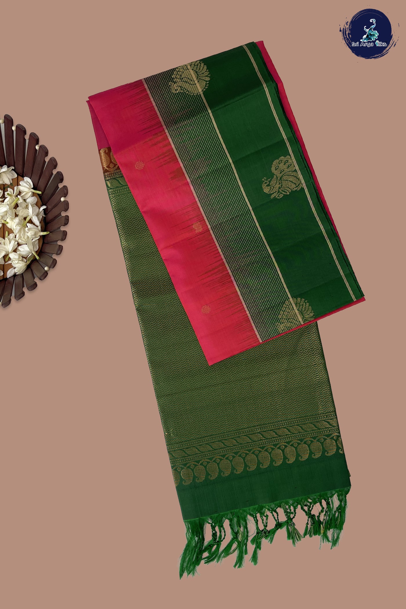 Dual Tone Pink Soft Silk Saree With Zari Buttas Pattern