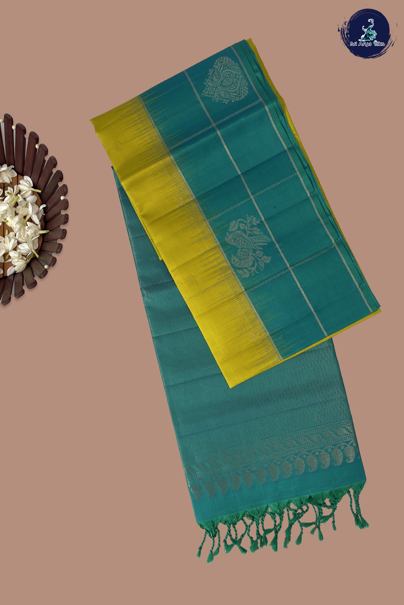 Lemon Yellow Soft Silk Saree With Zari Buttas Pattern