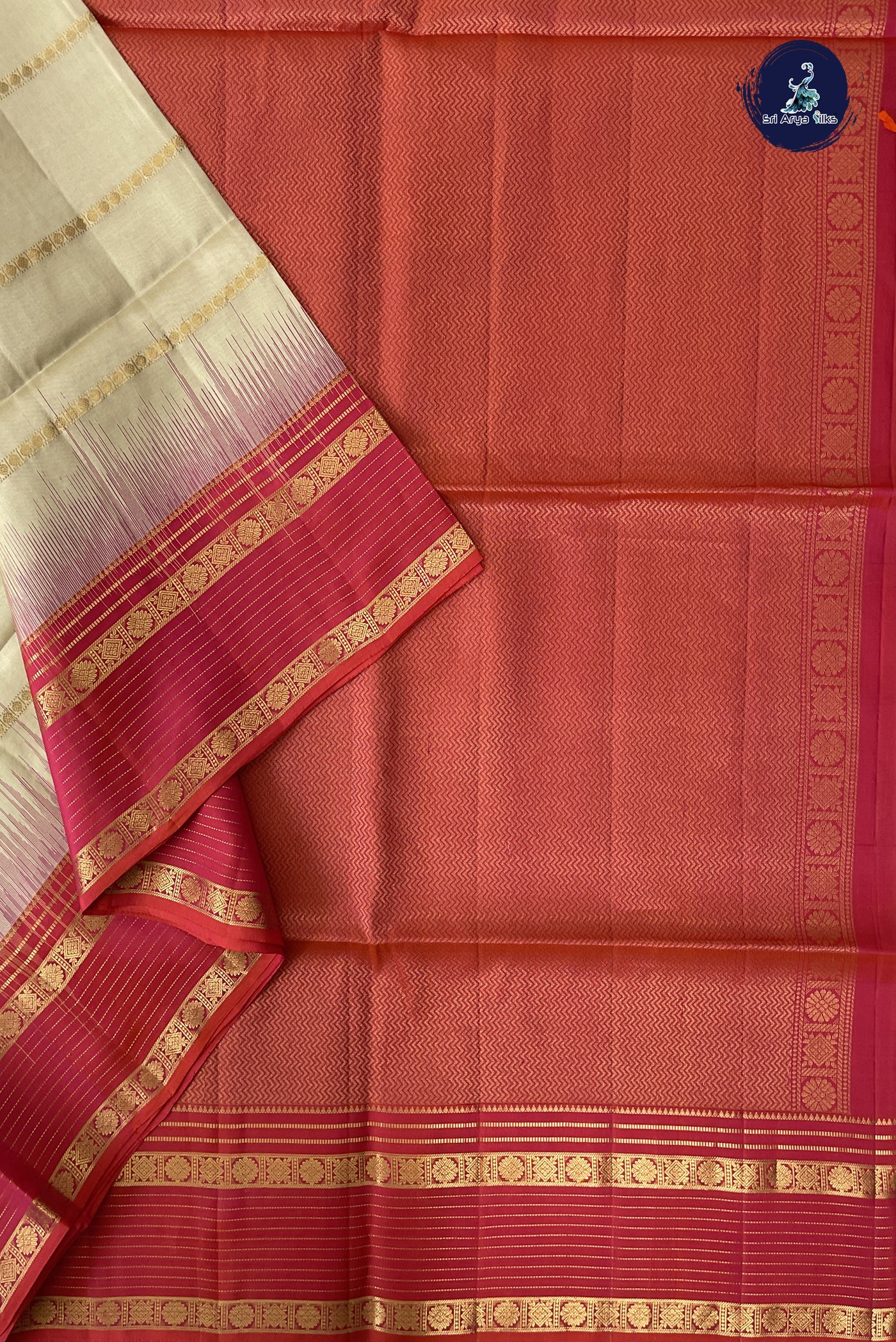 Fawn Soft Silk Saree With Stripes Pattern