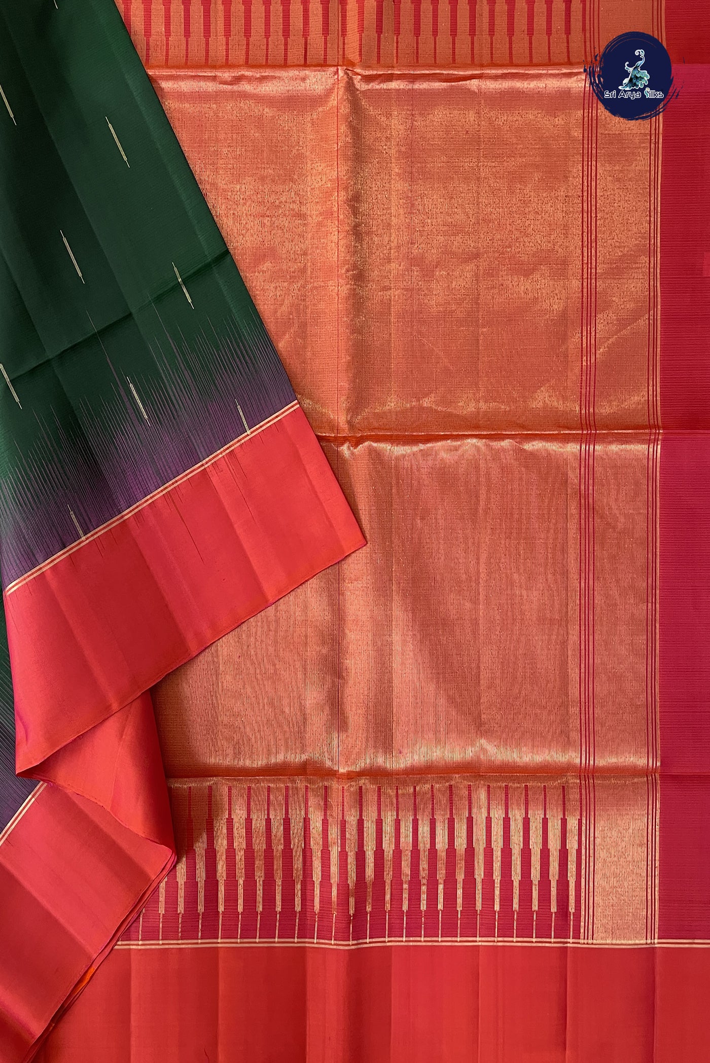 Dark Green Soft Silk Saree With Zari Buttas Pattern