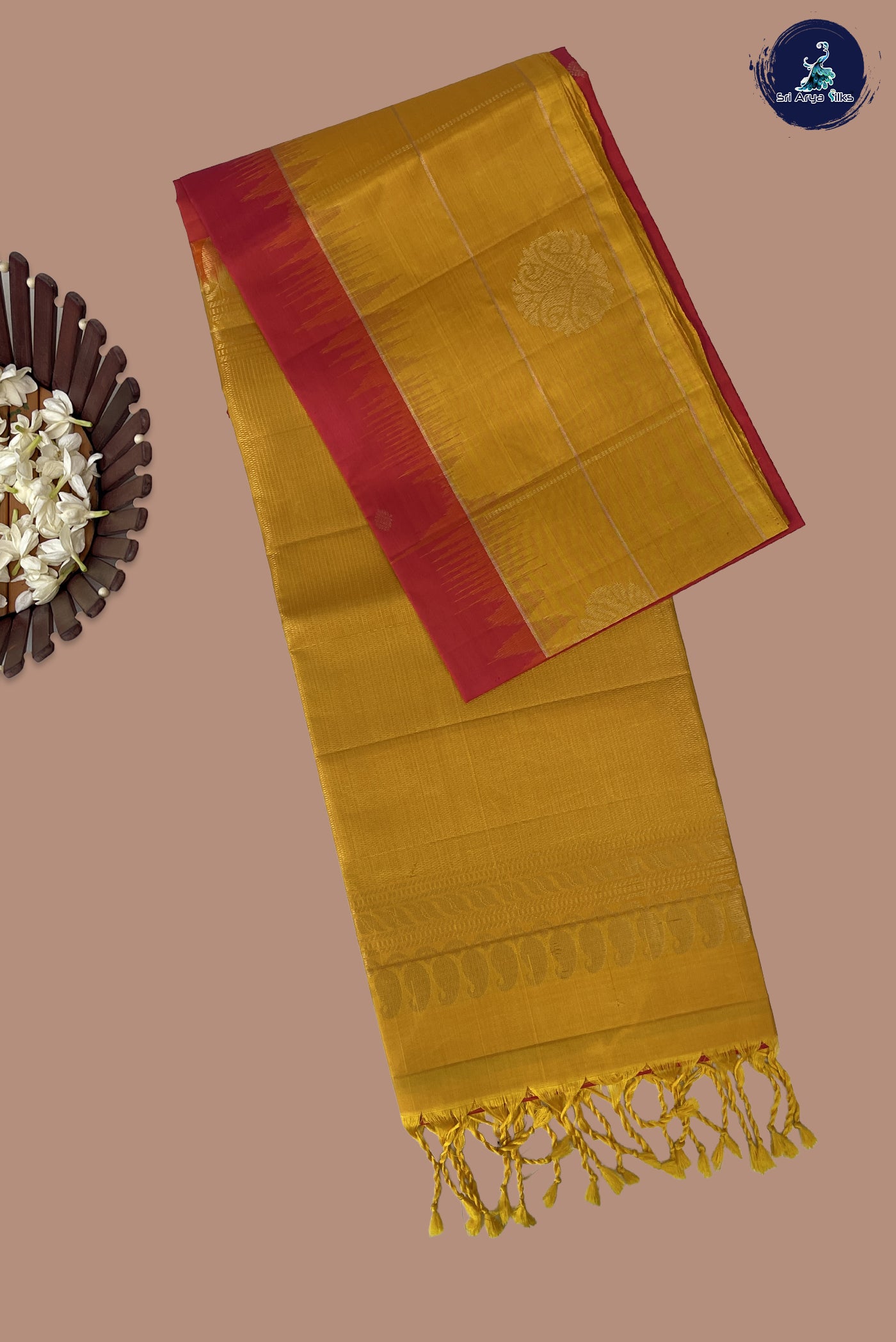 Orangish Pink Soft Silk Saree With Zari Buttas Pattern