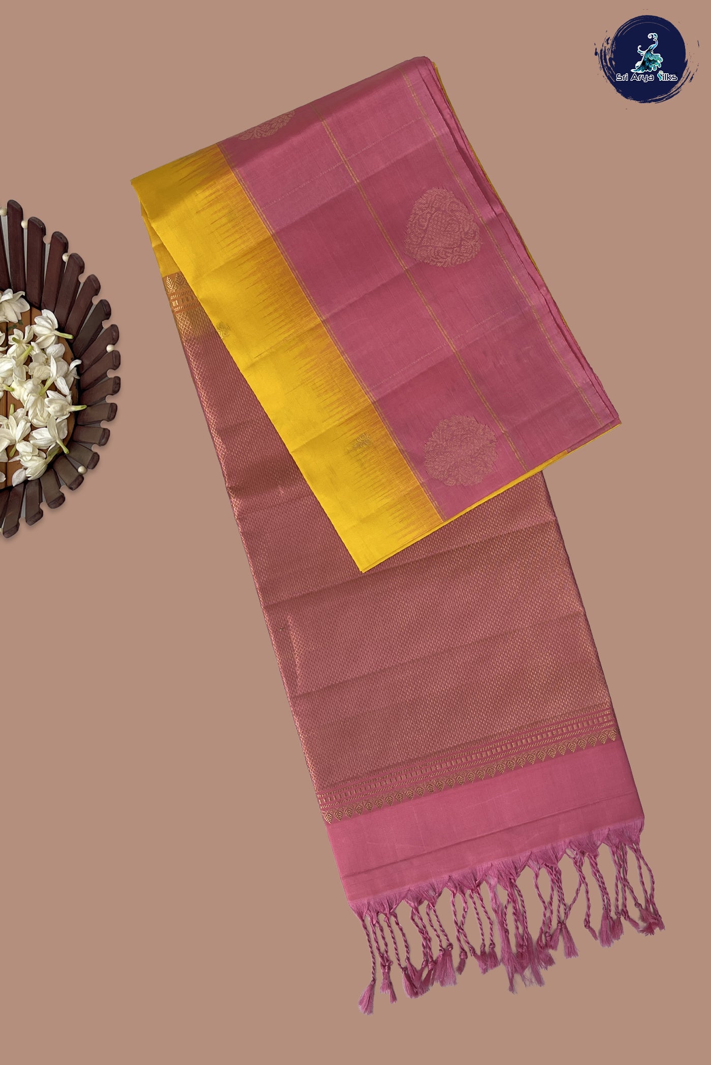 Yellow Soft Silk Saree With Zari Buttas Pattern