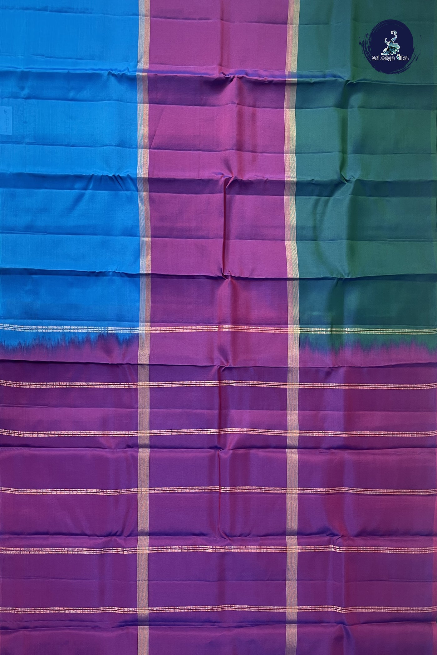 Multi Colour Light Weight Silk Saree With Muppagam / 3 Part Pattern