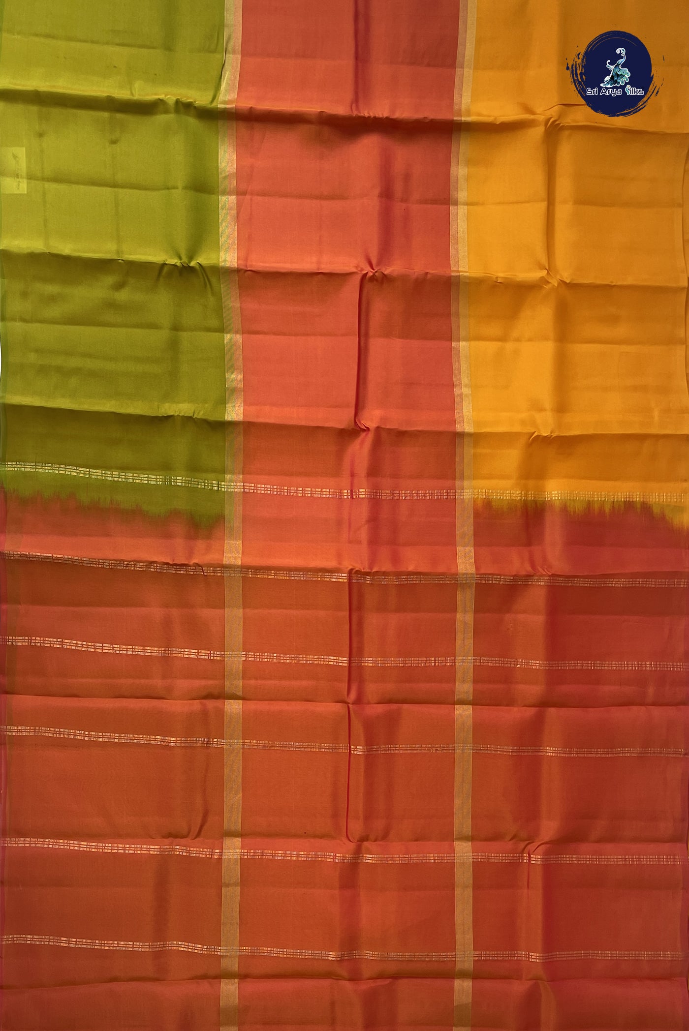 Multi Colour Light Weight Silk Saree With Muppagam / 3 Part Pattern