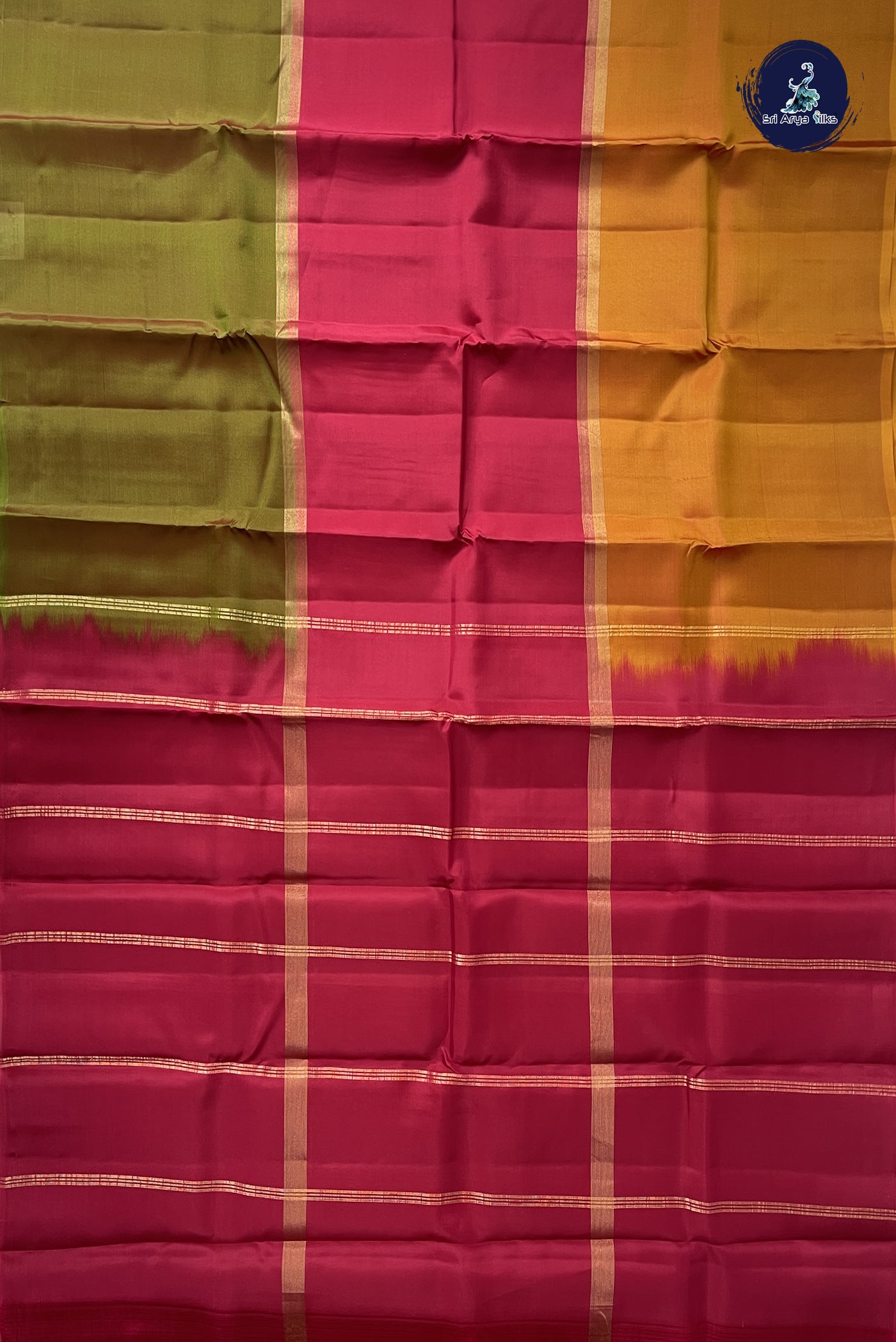 Multi Colour Light Weight Silk Saree With Muppagam / 3 Part Pattern