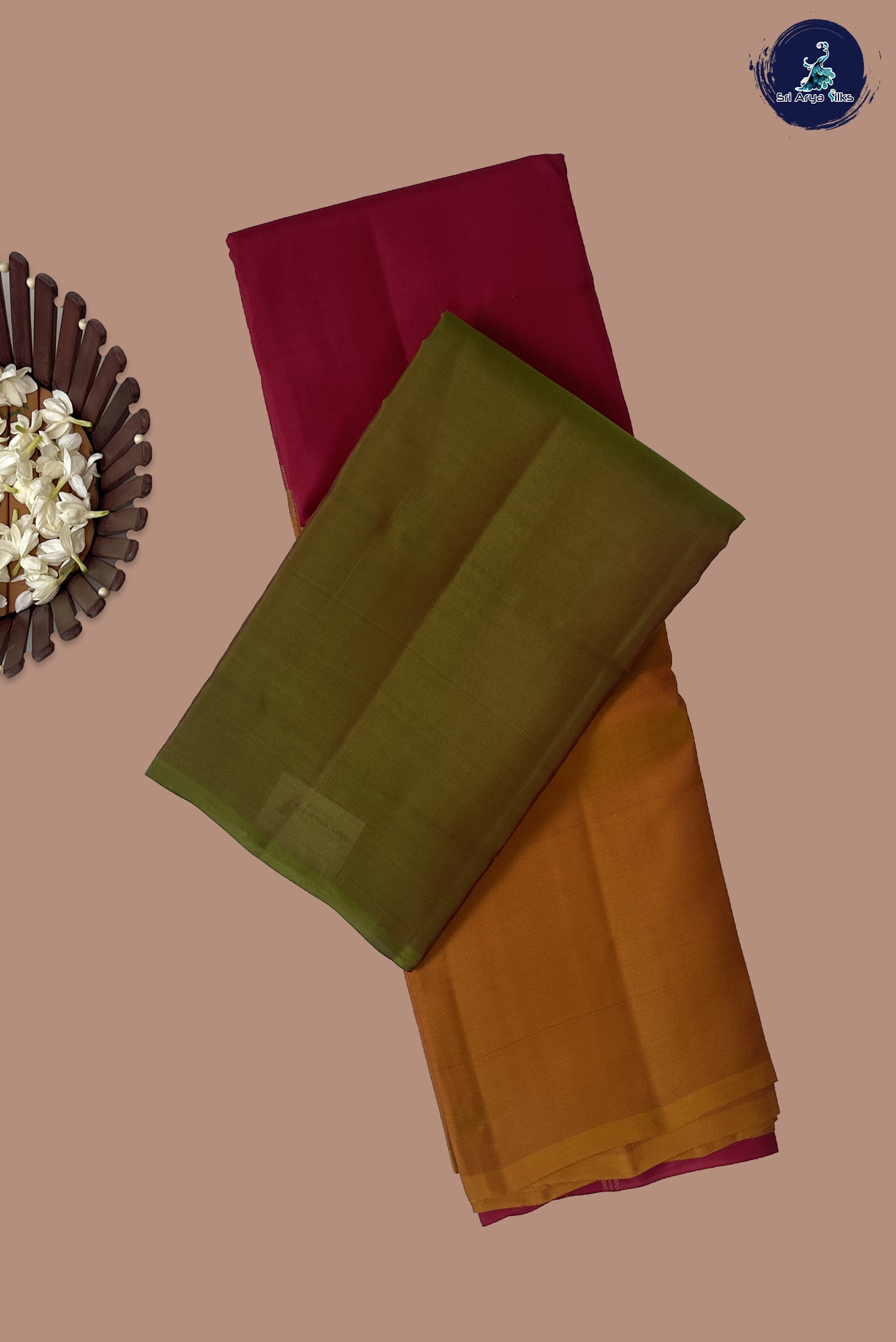 Multi Colour Light Weight Silk Saree With Muppagam / 3 Part Pattern