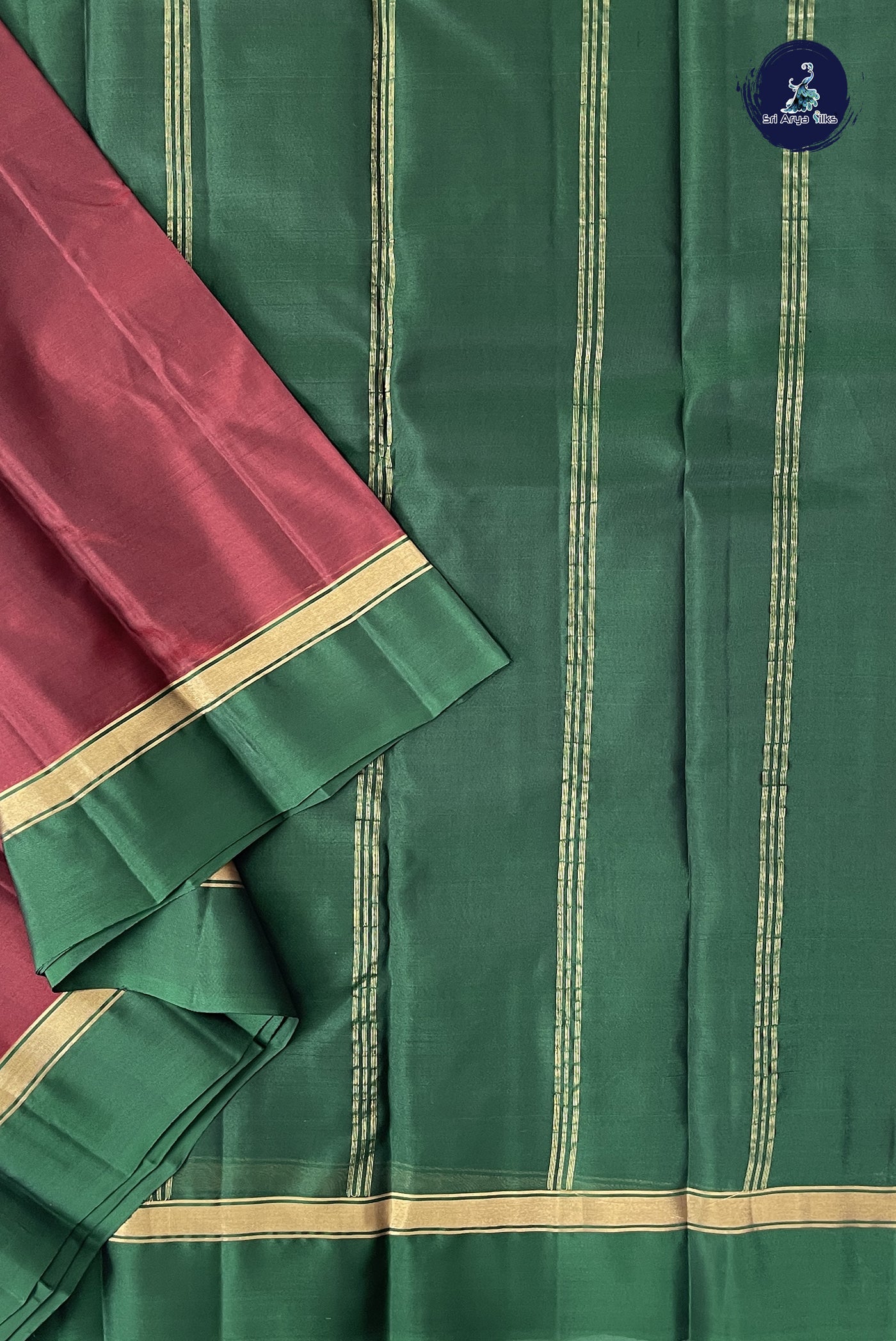 Dual Tone Brown Light Weight Silk Saree With Plain Pattern