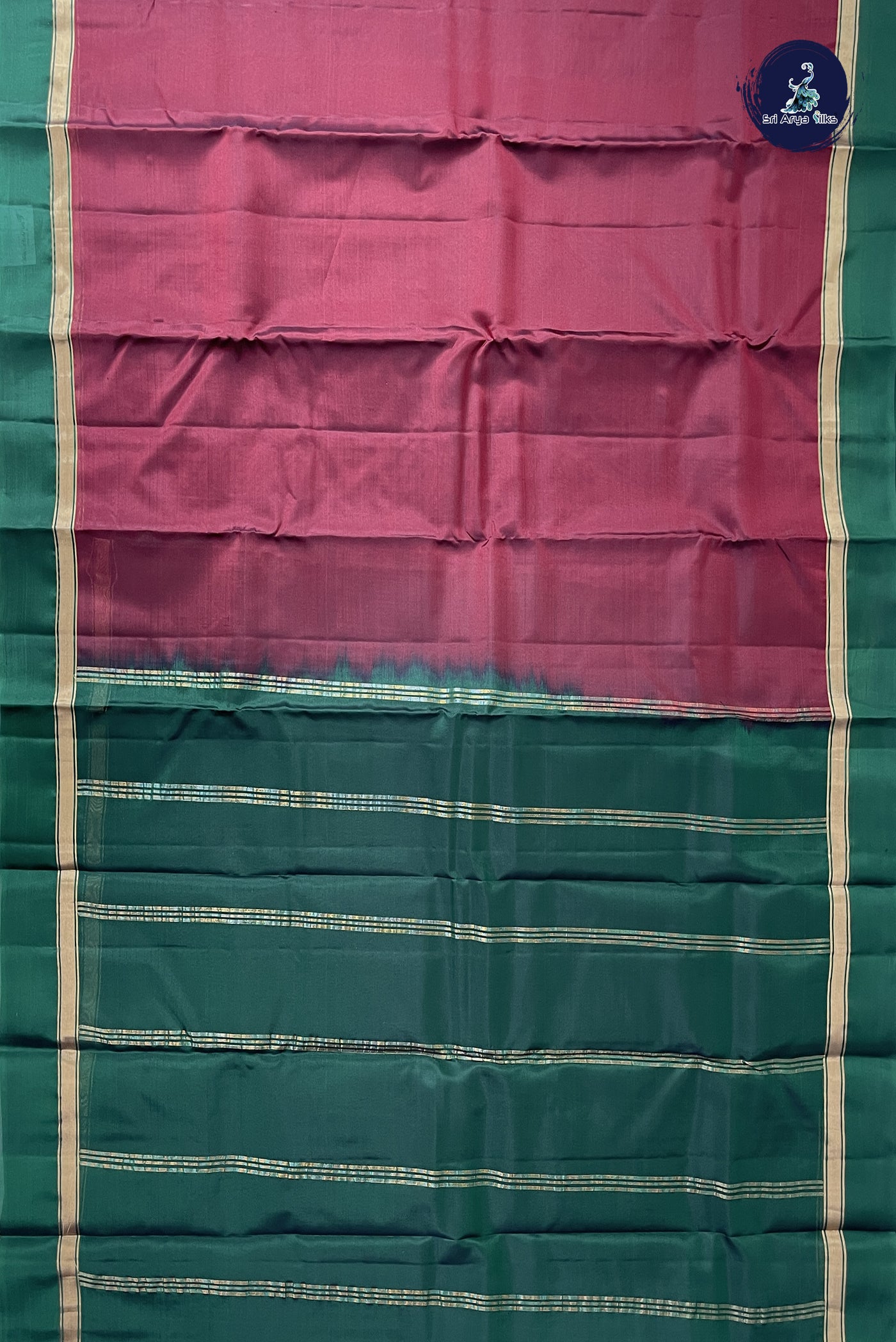 Dual Tone Brown Light Weight Silk Saree With Plain Pattern