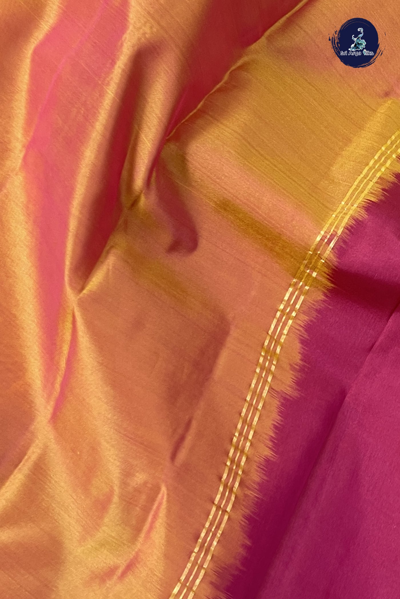 Lite Mustard Orange Light Weight Silk Saree With Plain Pattern