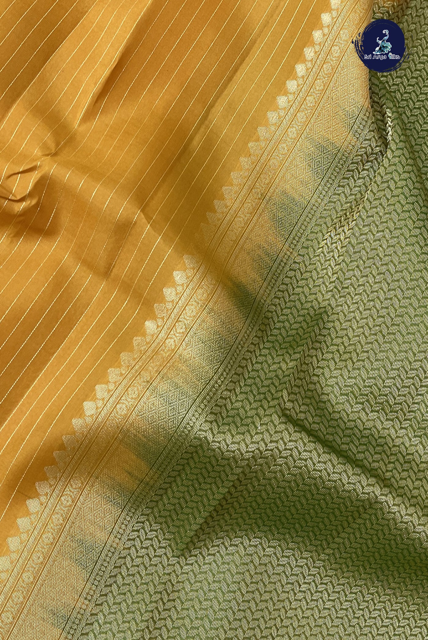 Mustard Yellow Light Weight Silk Saree With Stripes Pattern