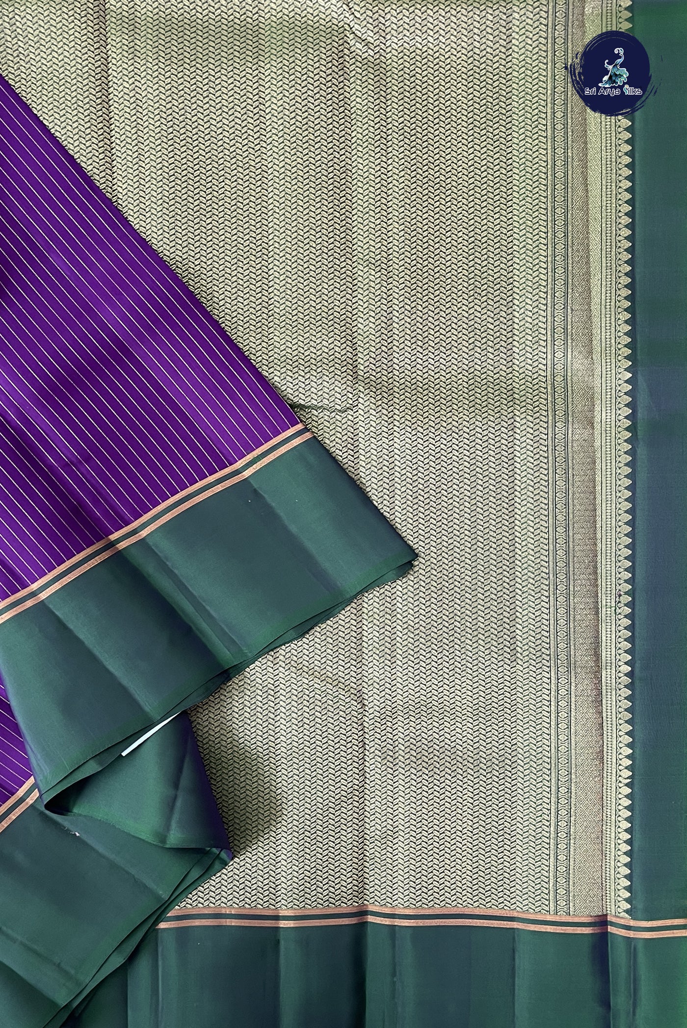Violet Light Weight Silk Saree With Stripes Pattern