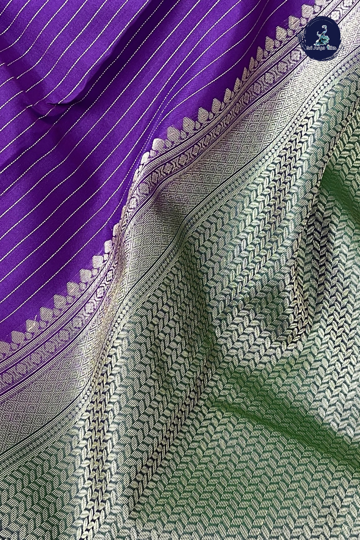 Violet Light Weight Silk Saree With Stripes Pattern