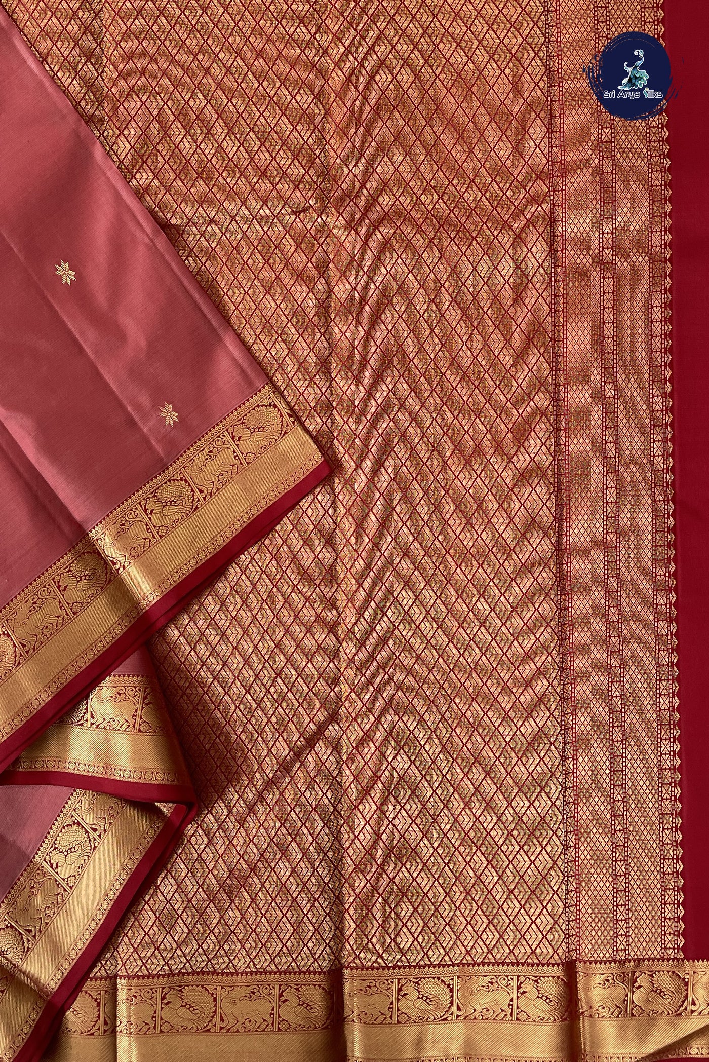 Red Light Weight Silk Saree With Zari Buttas Pattern