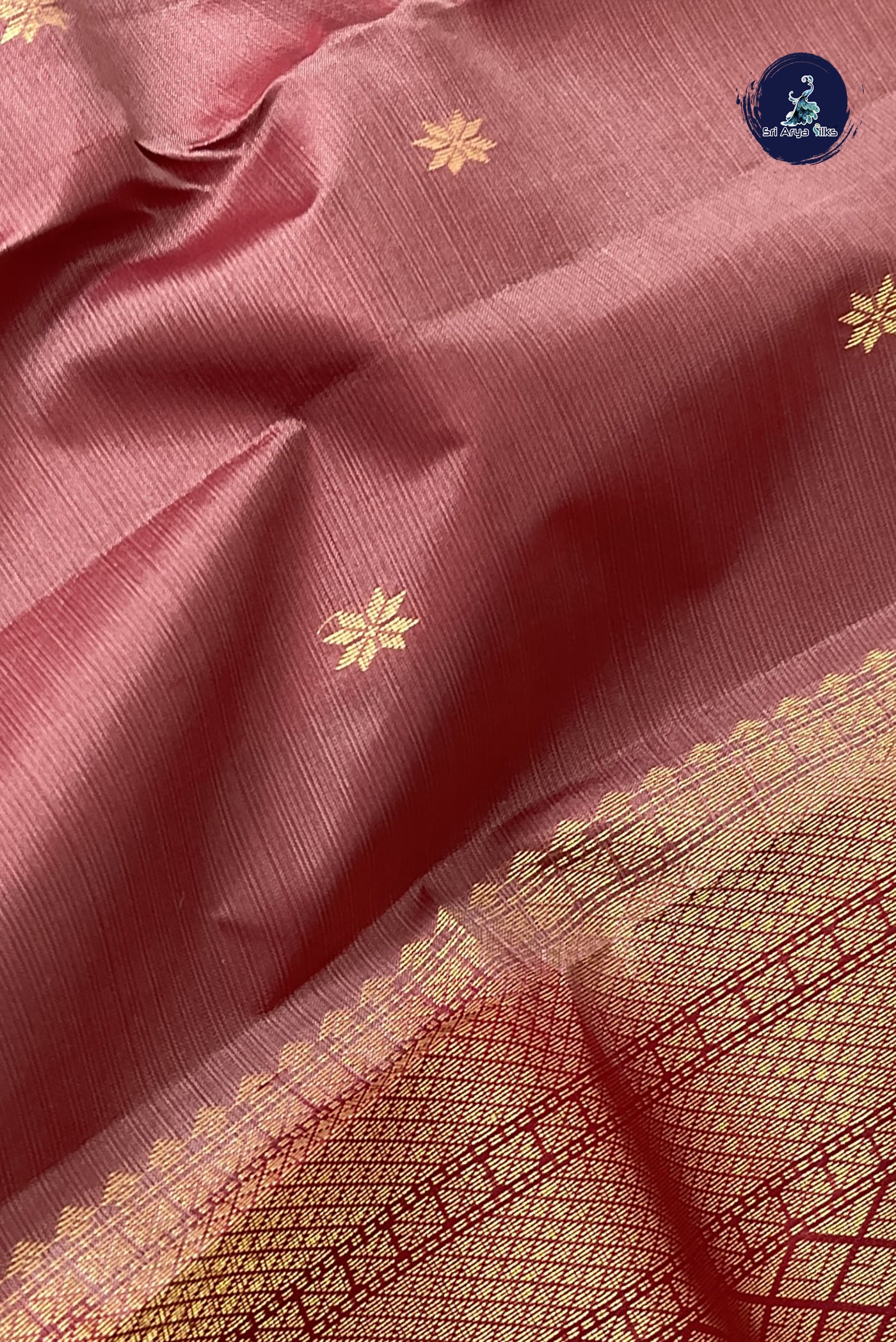 Dual Tone Brown Light Weight Silk Saree With Zari Buttas Pattern
