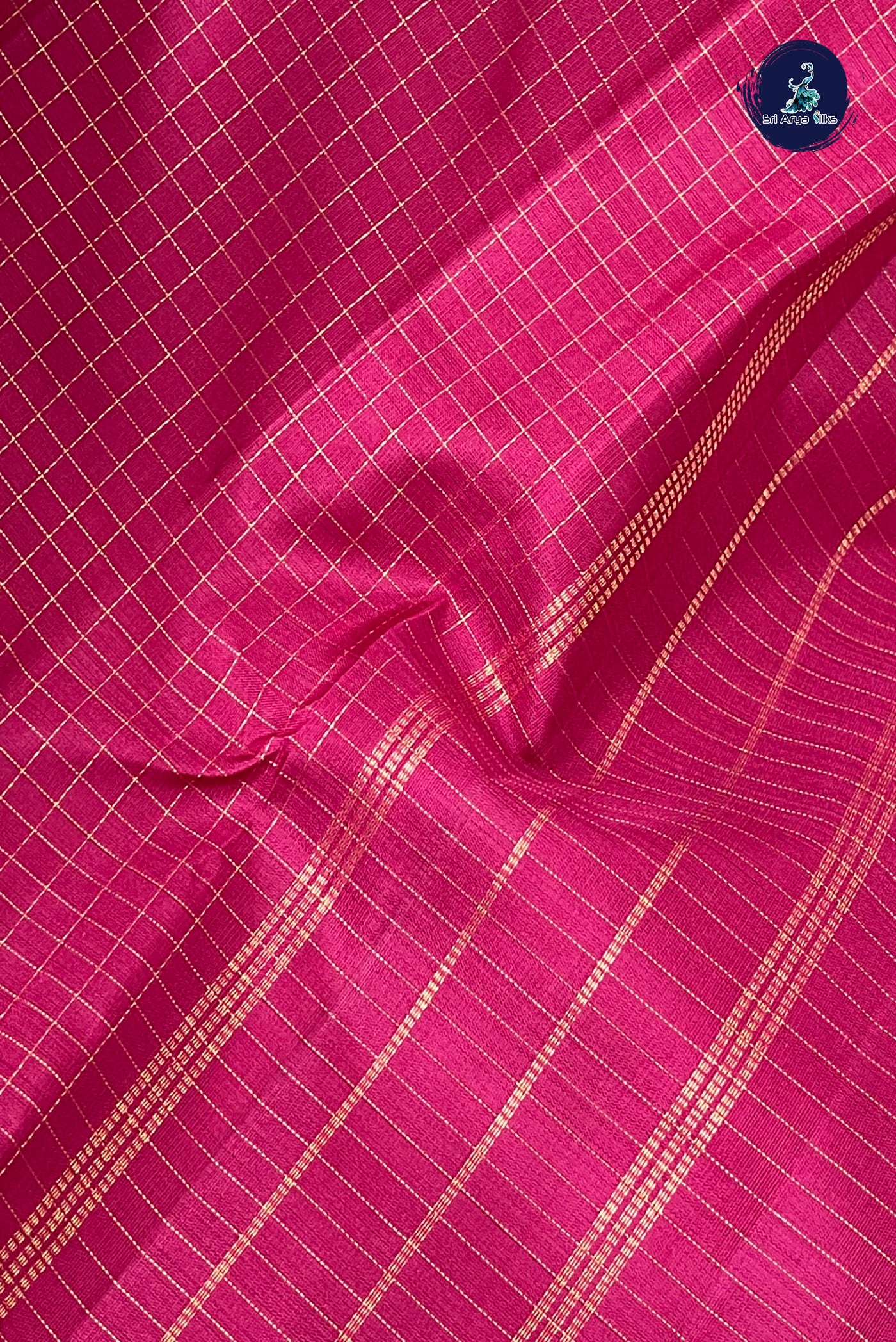 Maroon Checked Saree With Zari Checked Pattern