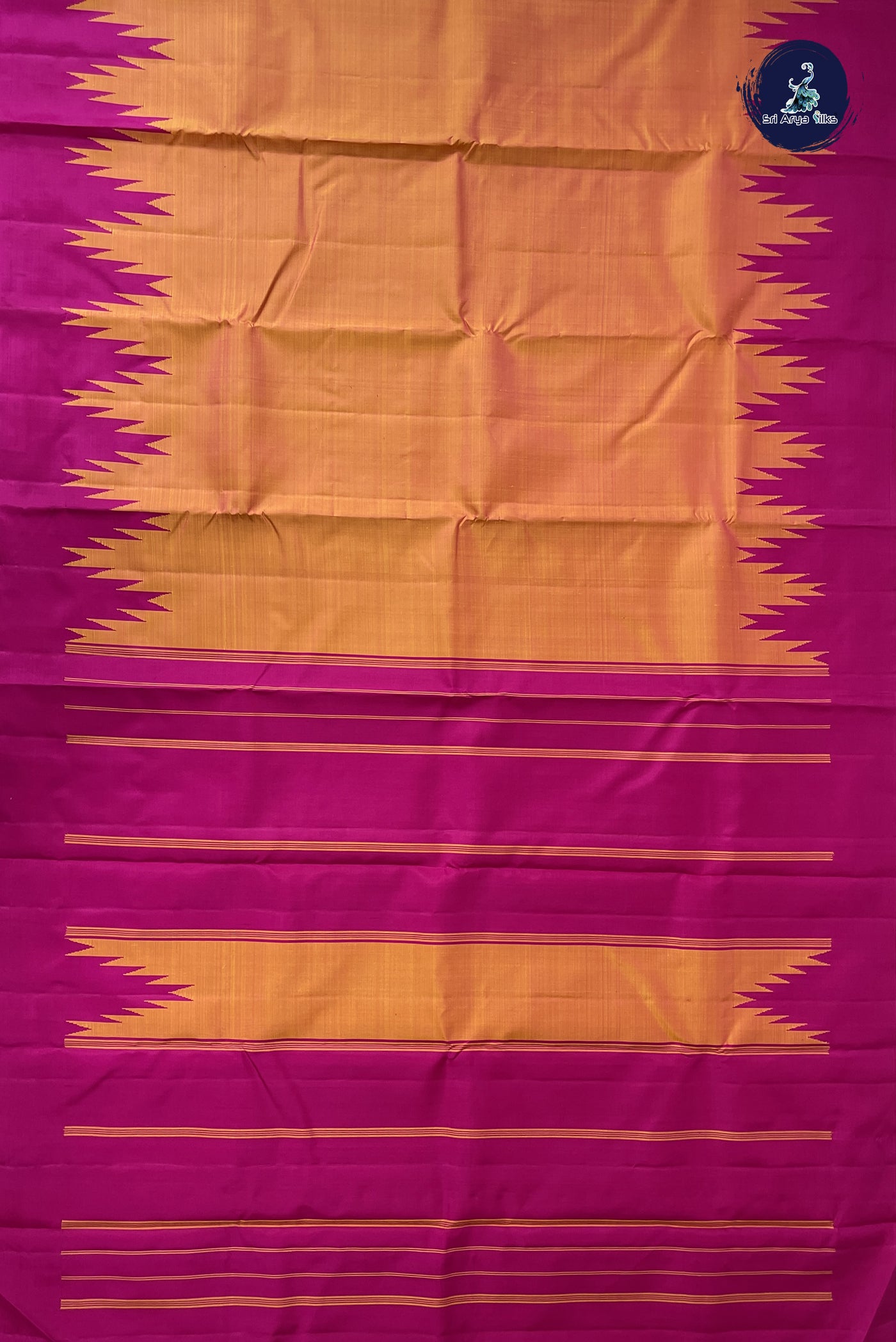 Lite Mustard Orange Traditional Silk Saree With Plain Pattern