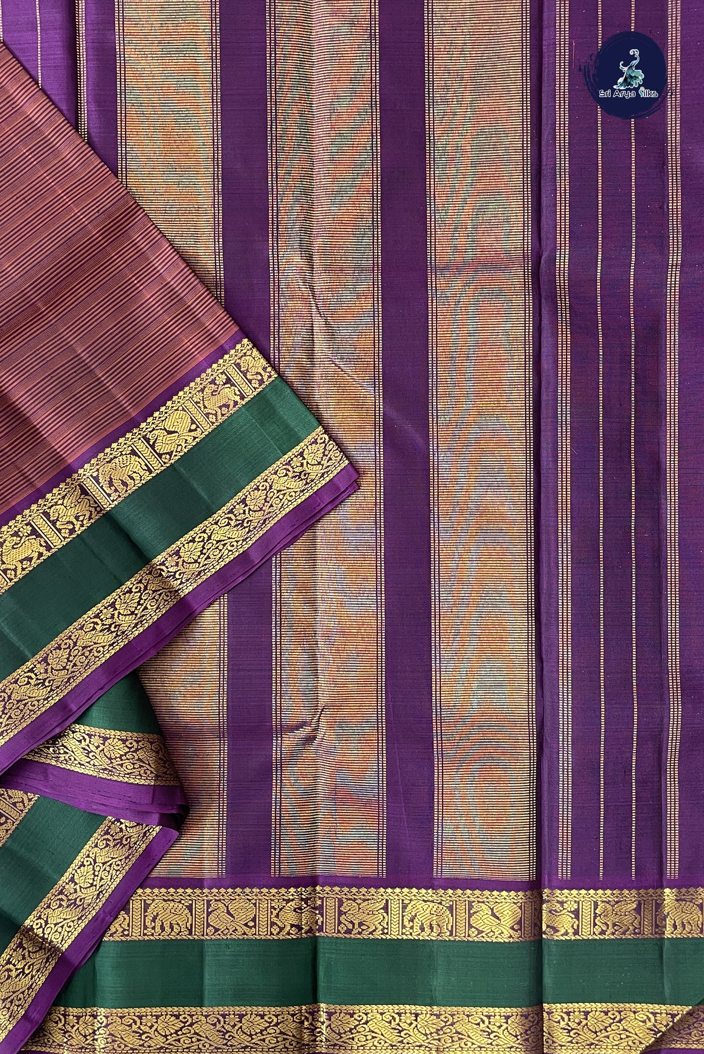 Multi Colour Traditional Silk Saree With Stripes Pattern