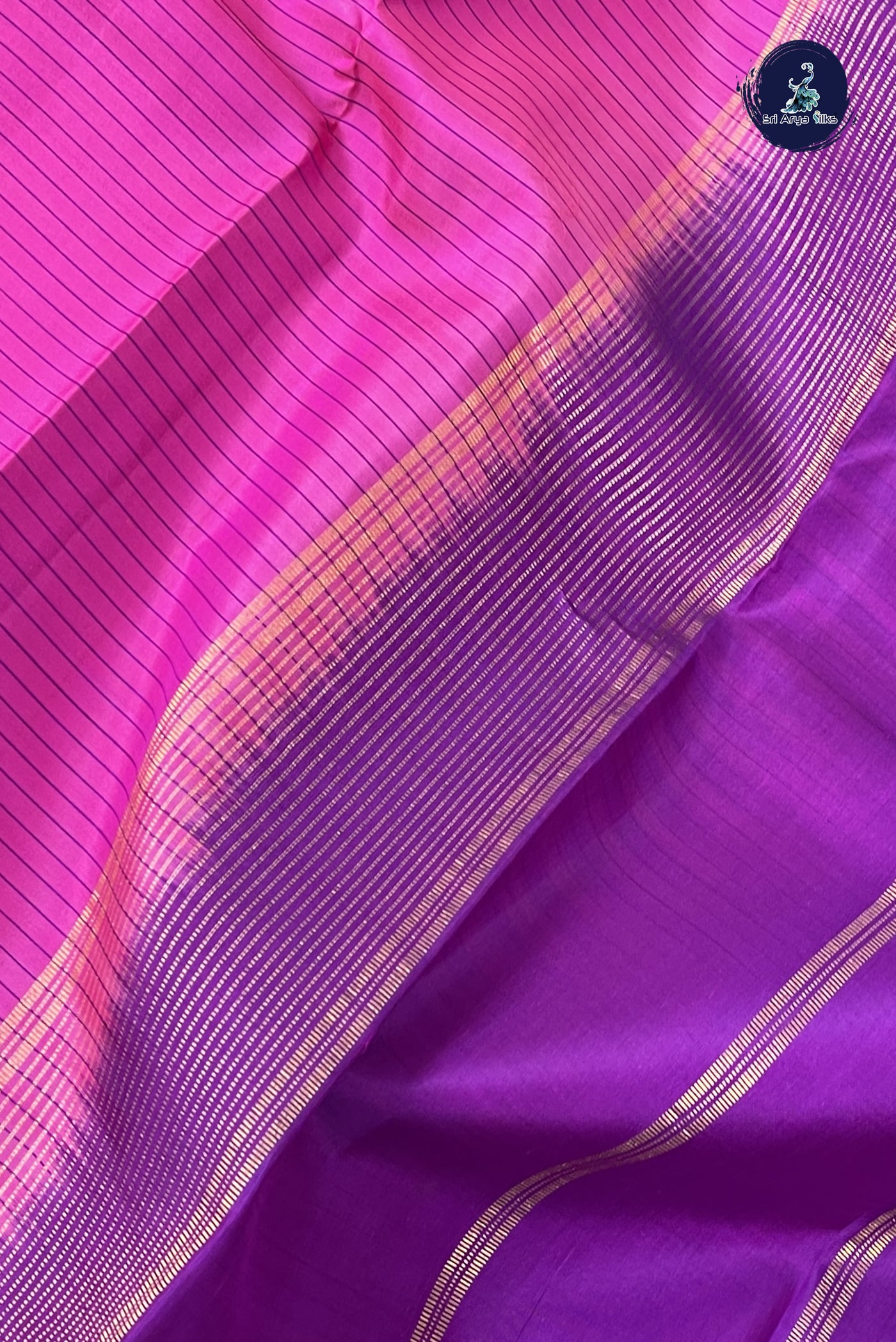 Pink Light Weight Silk Saree With Stripes Pattern