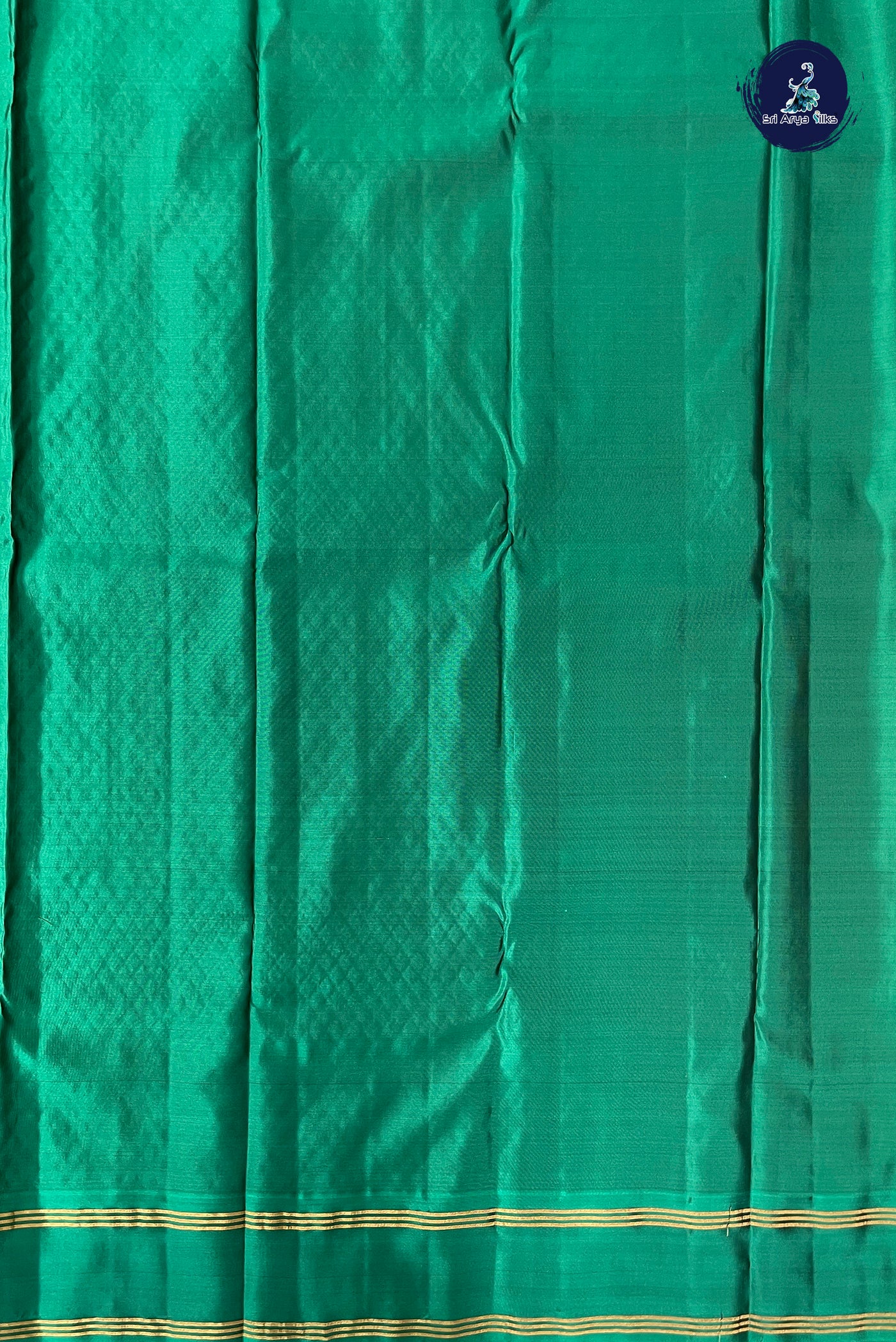 Navy Blue Half Pure Silk Saree With Stripes Pattern