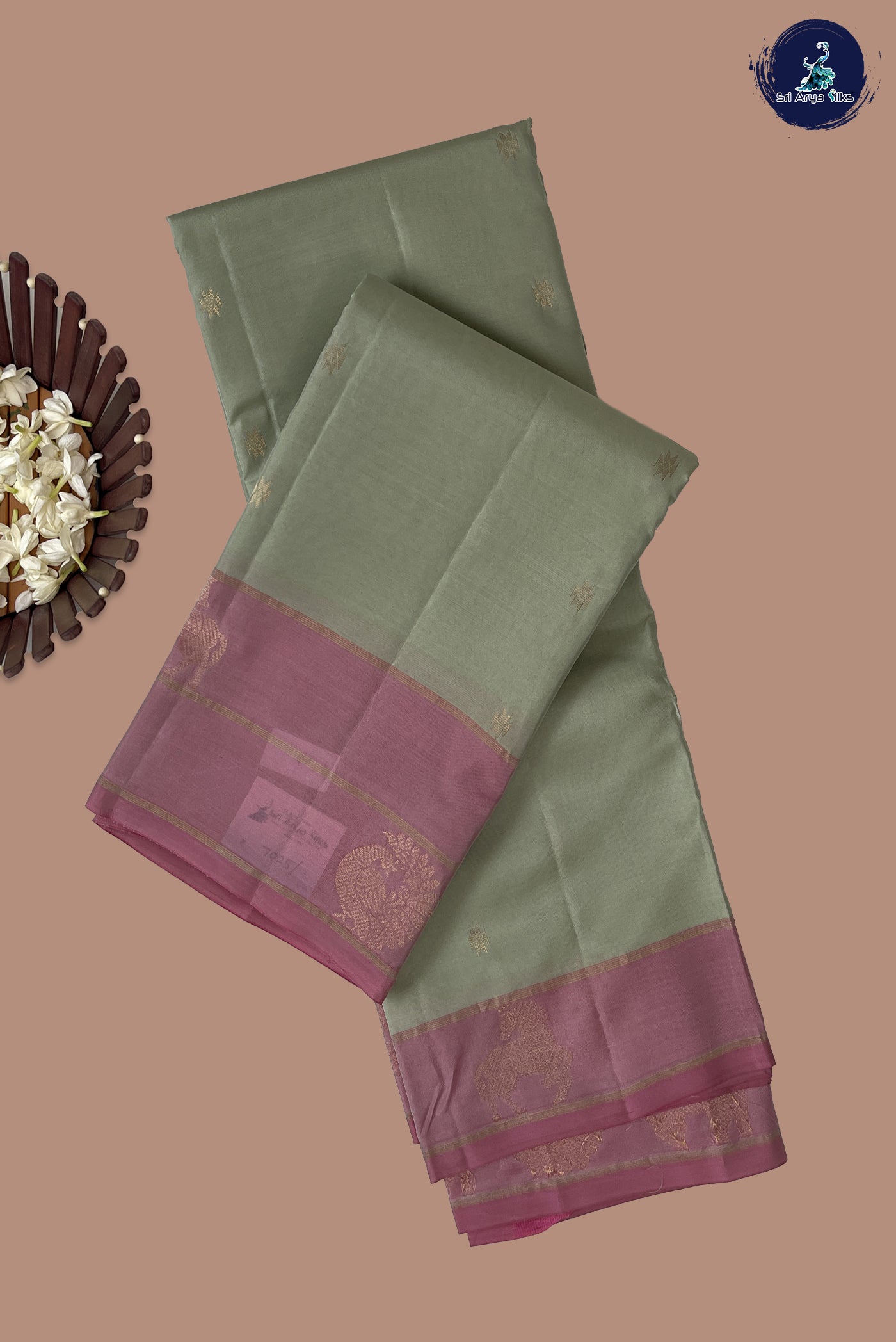 Pastel Shade Half Pure Silk Saree With Zari Buttas Pattern