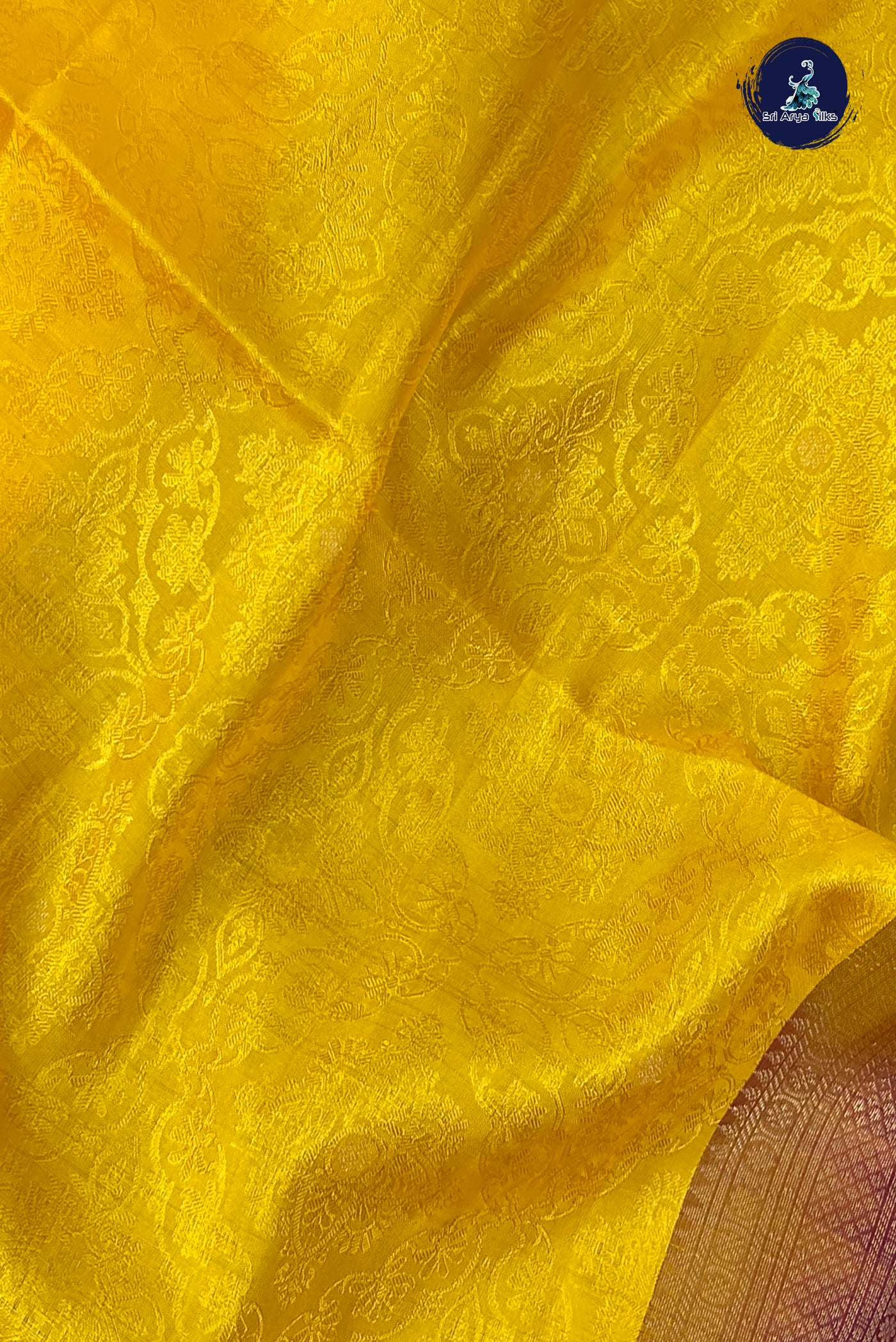 Yellow Half Pure Silk Saree With Embossed Pattern