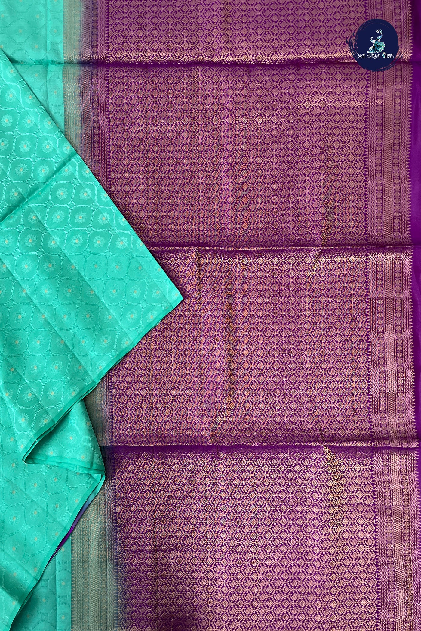 Teal Blue Half Pure Silk Saree With Embossed Pattern