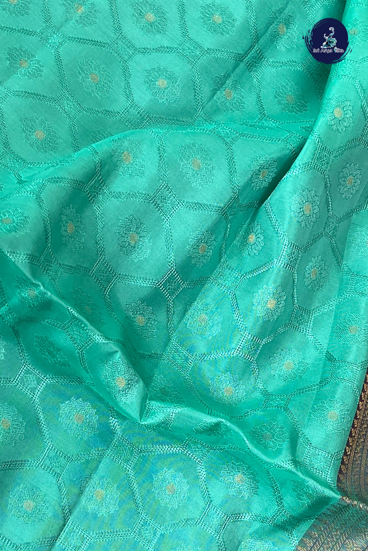 Teal Blue Half Pure Silk Saree With Embossed Pattern