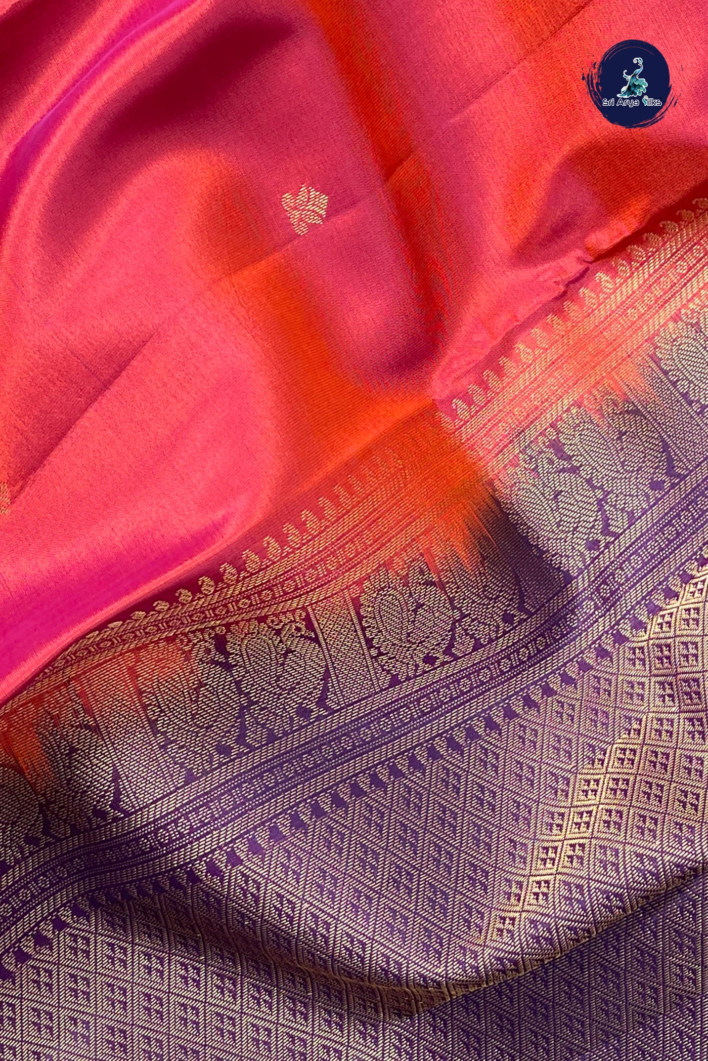 Rust Half Pure Silk Saree With Zari Buttas Pattern