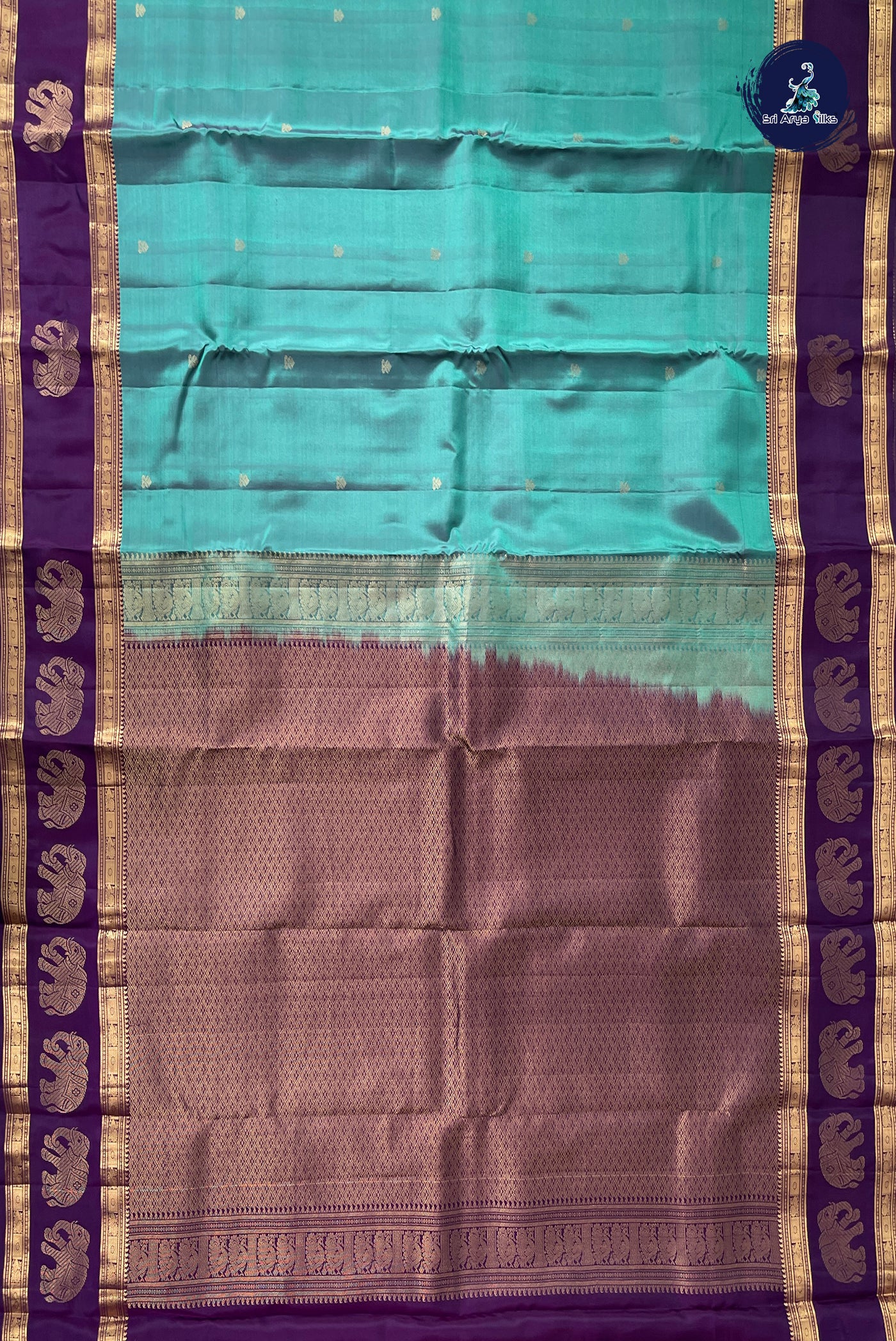 Greyish Blue Half Pure Silk Saree With Zari Buttas Pattern