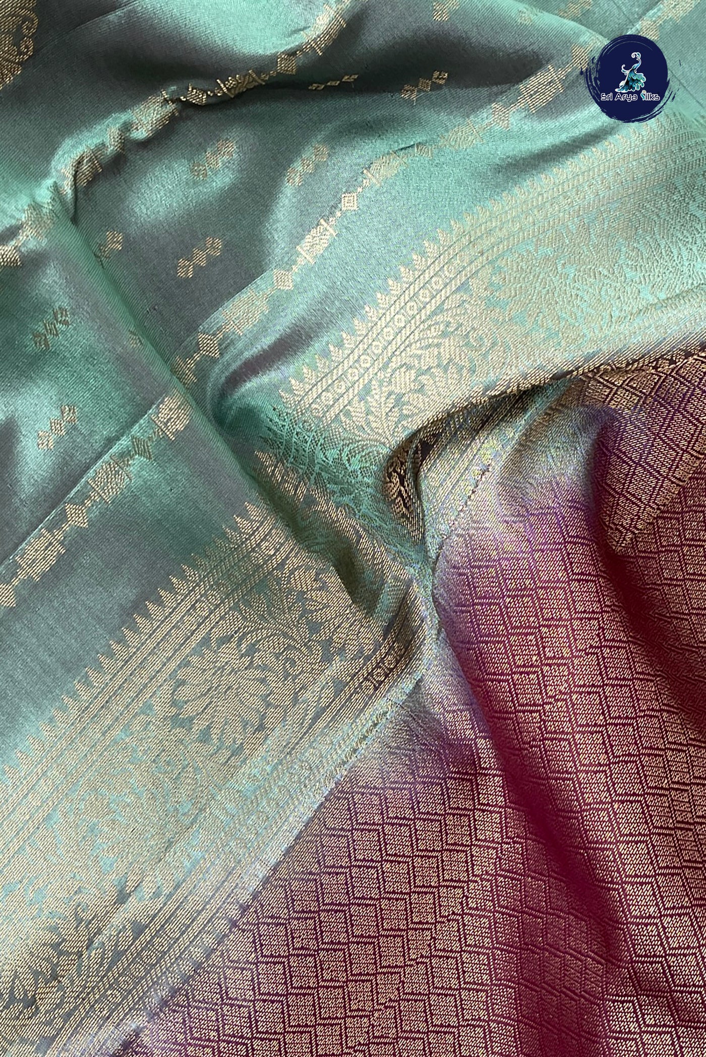 Greenish Grey Half Pure Silk Saree With Zari Buttas Pattern
