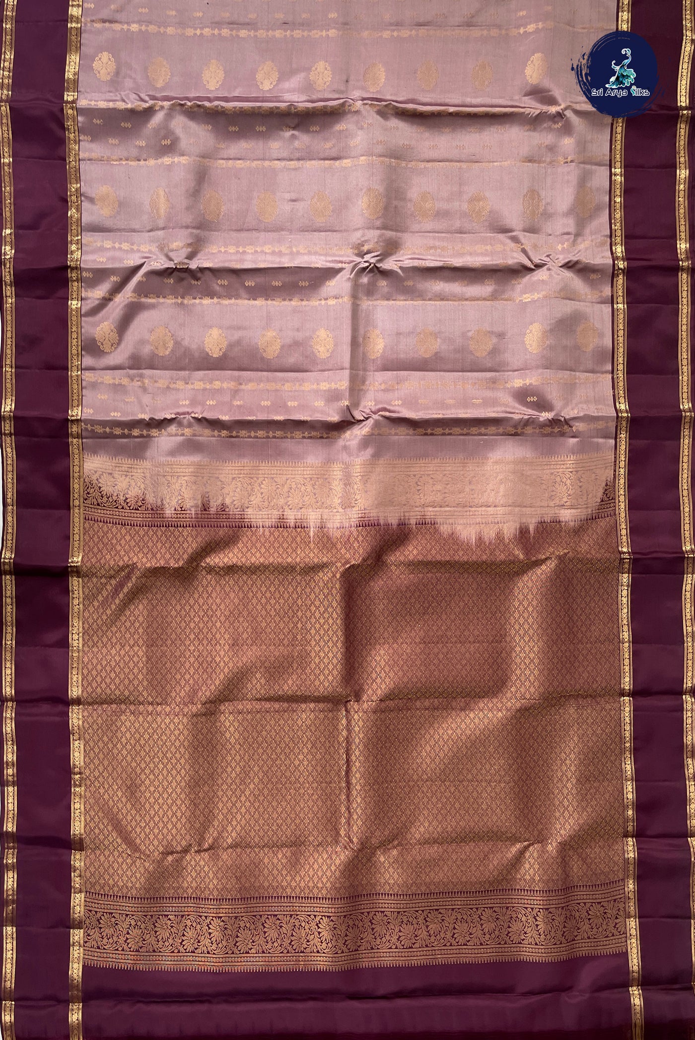 Chocolate Shade Half Pure Silk Saree With Zari Buttas Pattern