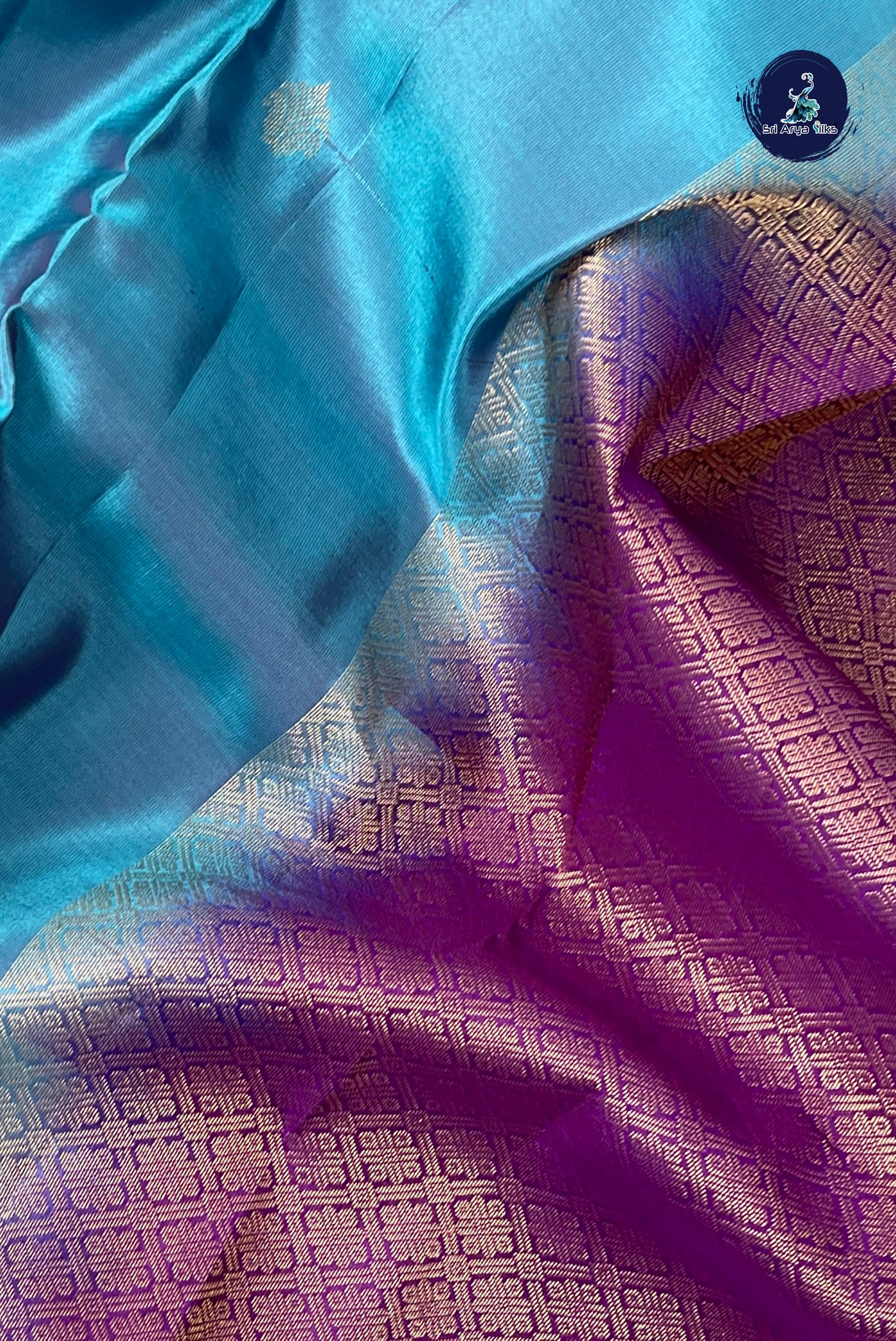 Blue Half Pure Silk Saree With Zari Buttas Pattern