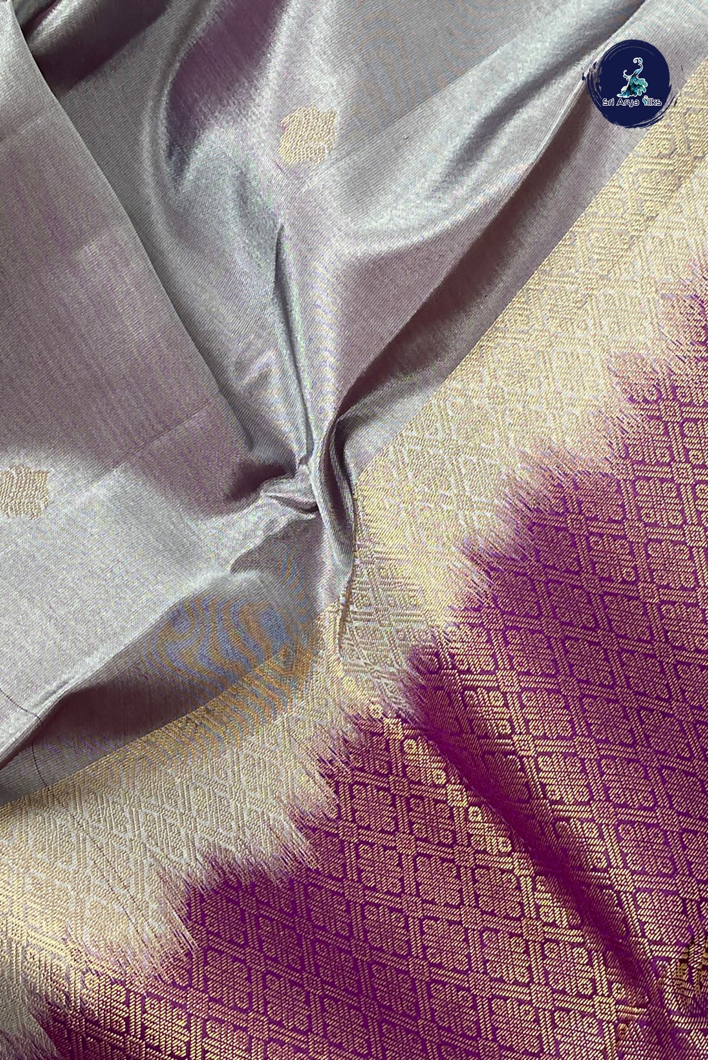 Grey Half Pure Silk Saree With Zari Buttas Pattern