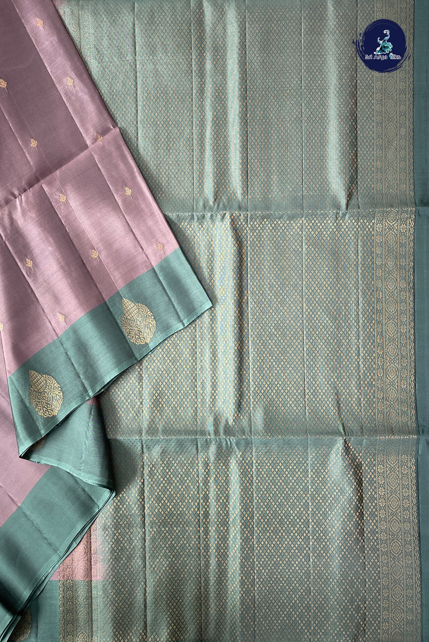 Mauve Half Pure Silk Saree With Zari Buttas Pattern