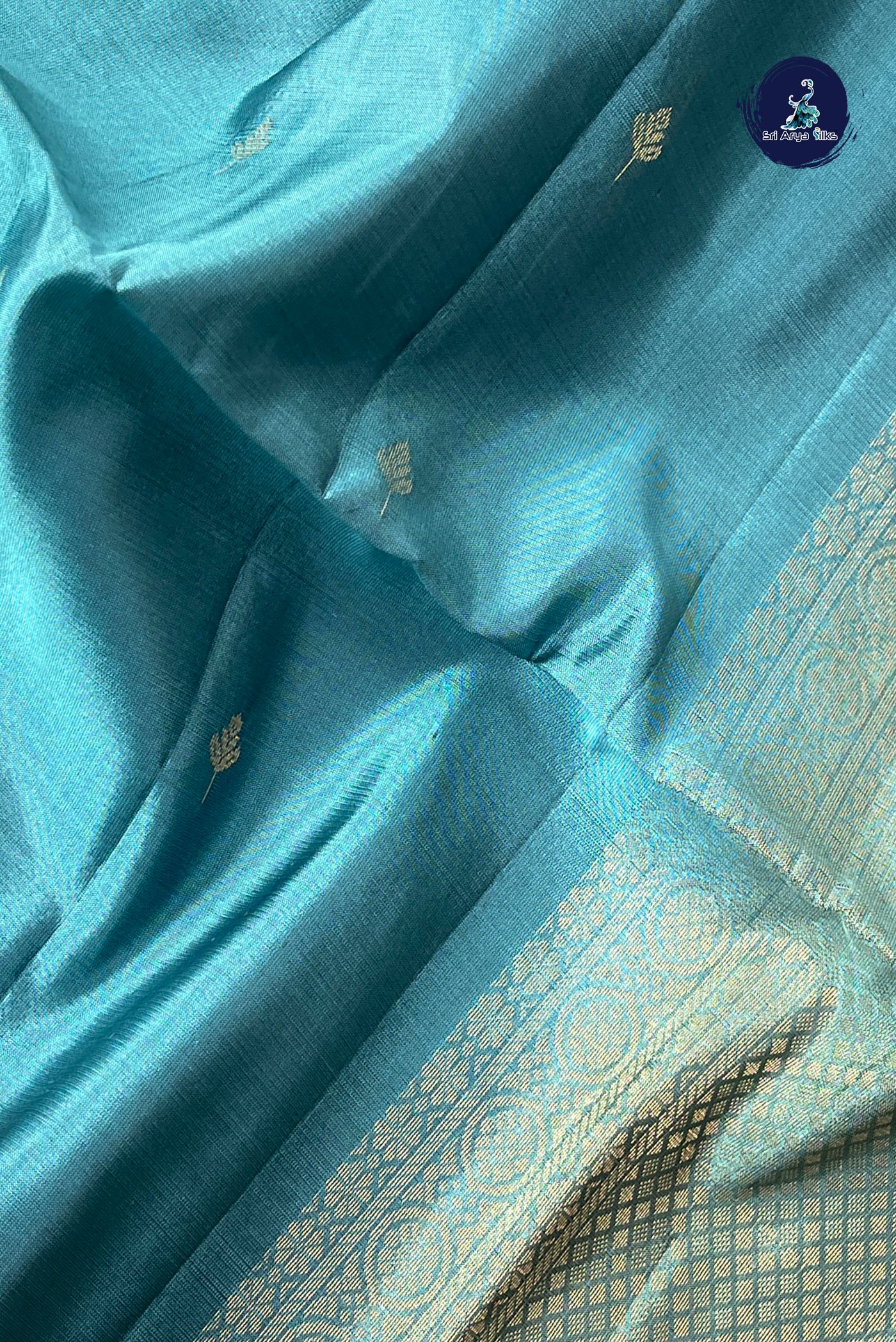 Blue Half Pure Silk Saree With Zari Buttas Pattern