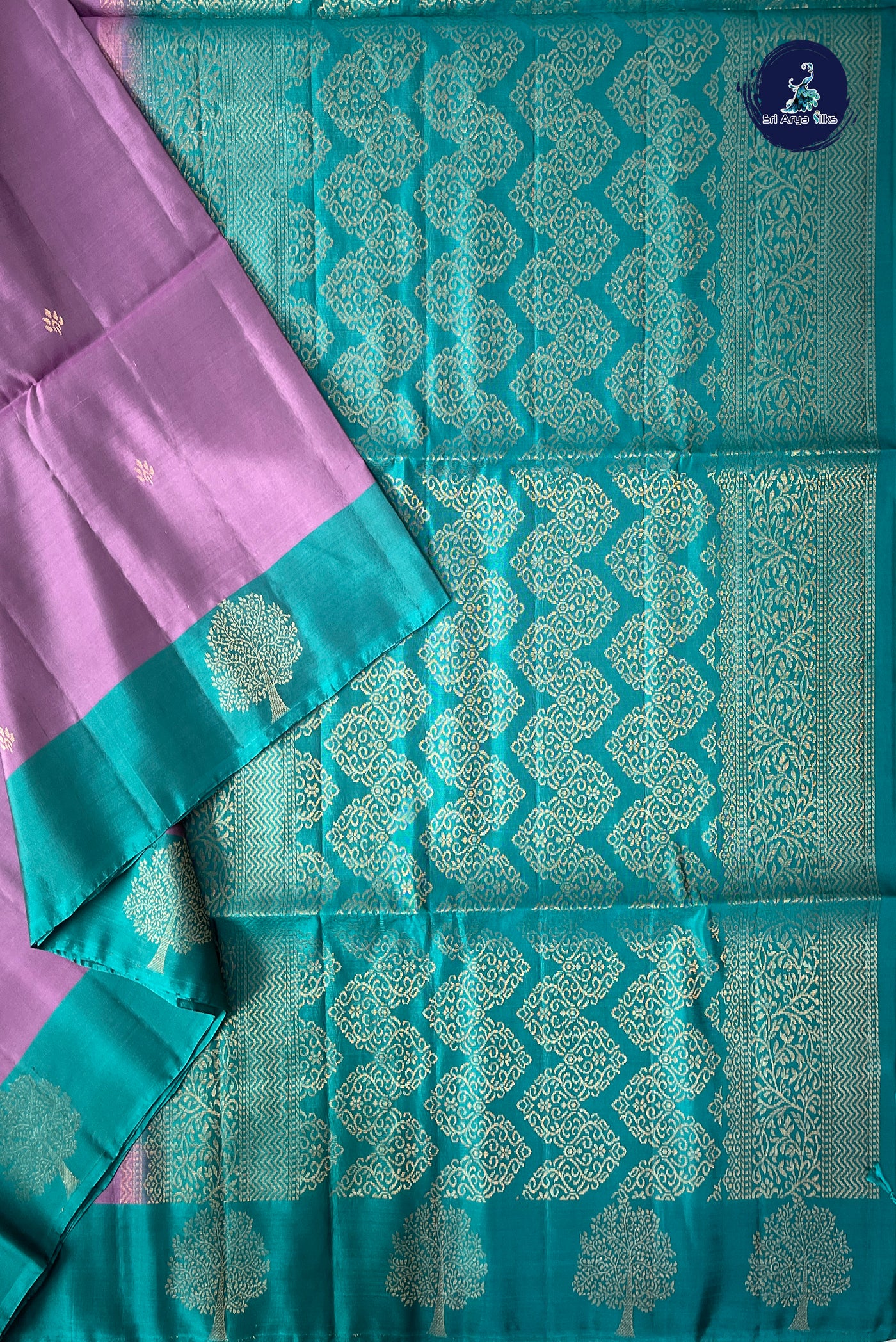 Lavender Half Pure Silk Saree With Zari Buttas Pattern