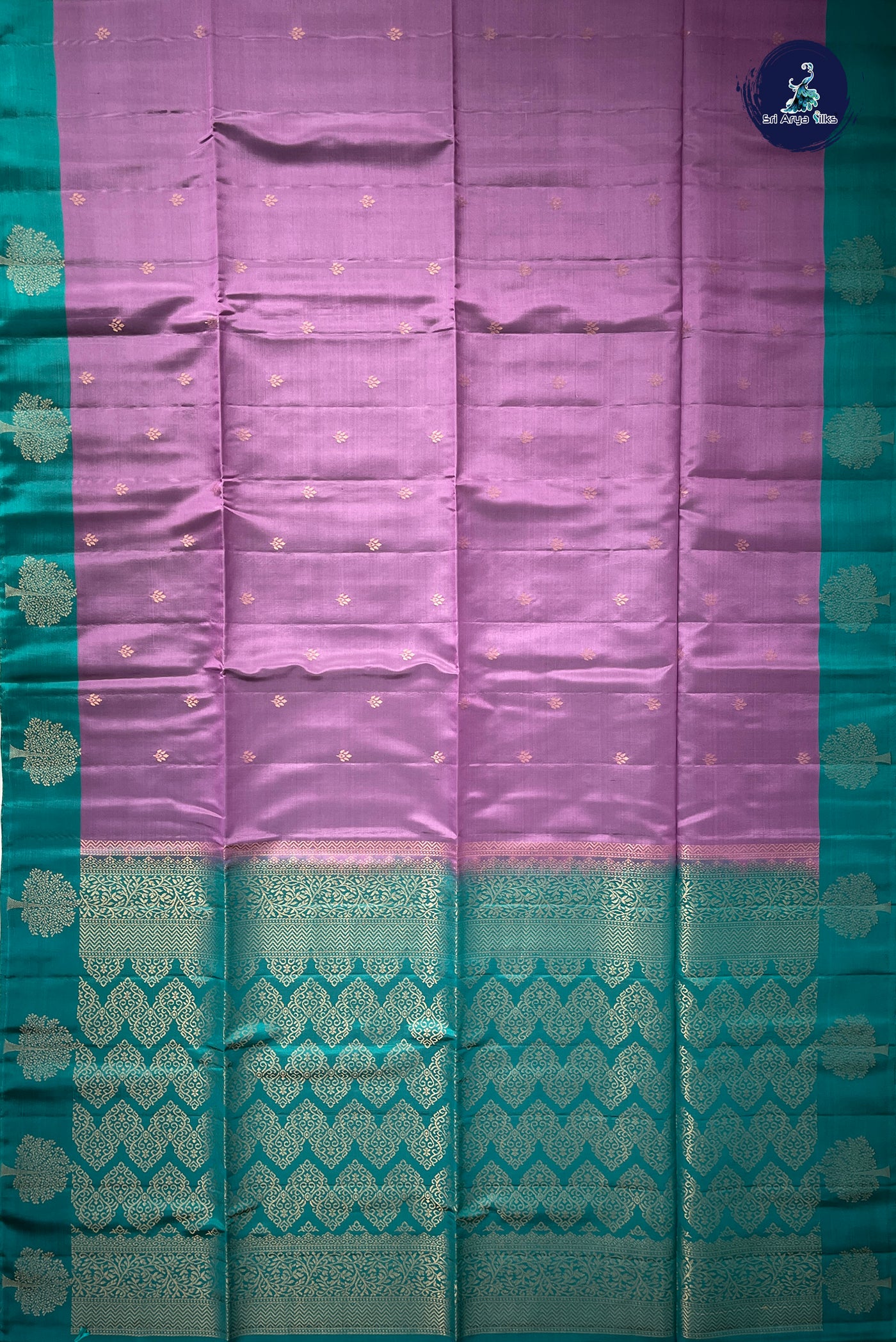Lavender Half Pure Silk Saree With Zari Buttas Pattern