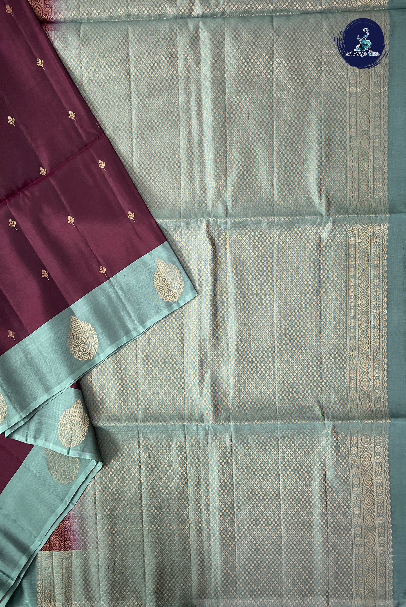 Coffee Brown Half Pure Silk Saree With Zari Buttas Pattern