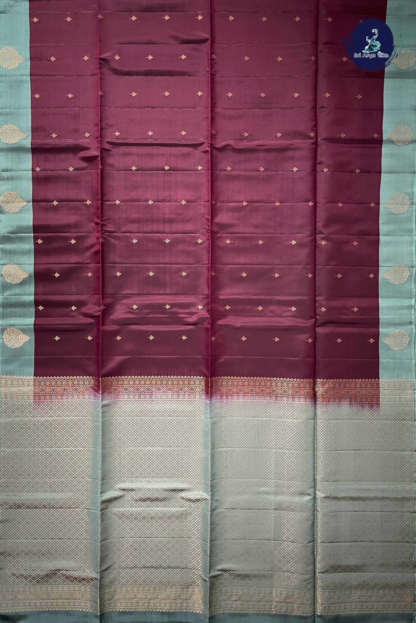 Coffee Brown Half Pure Silk Saree With Zari Buttas Pattern